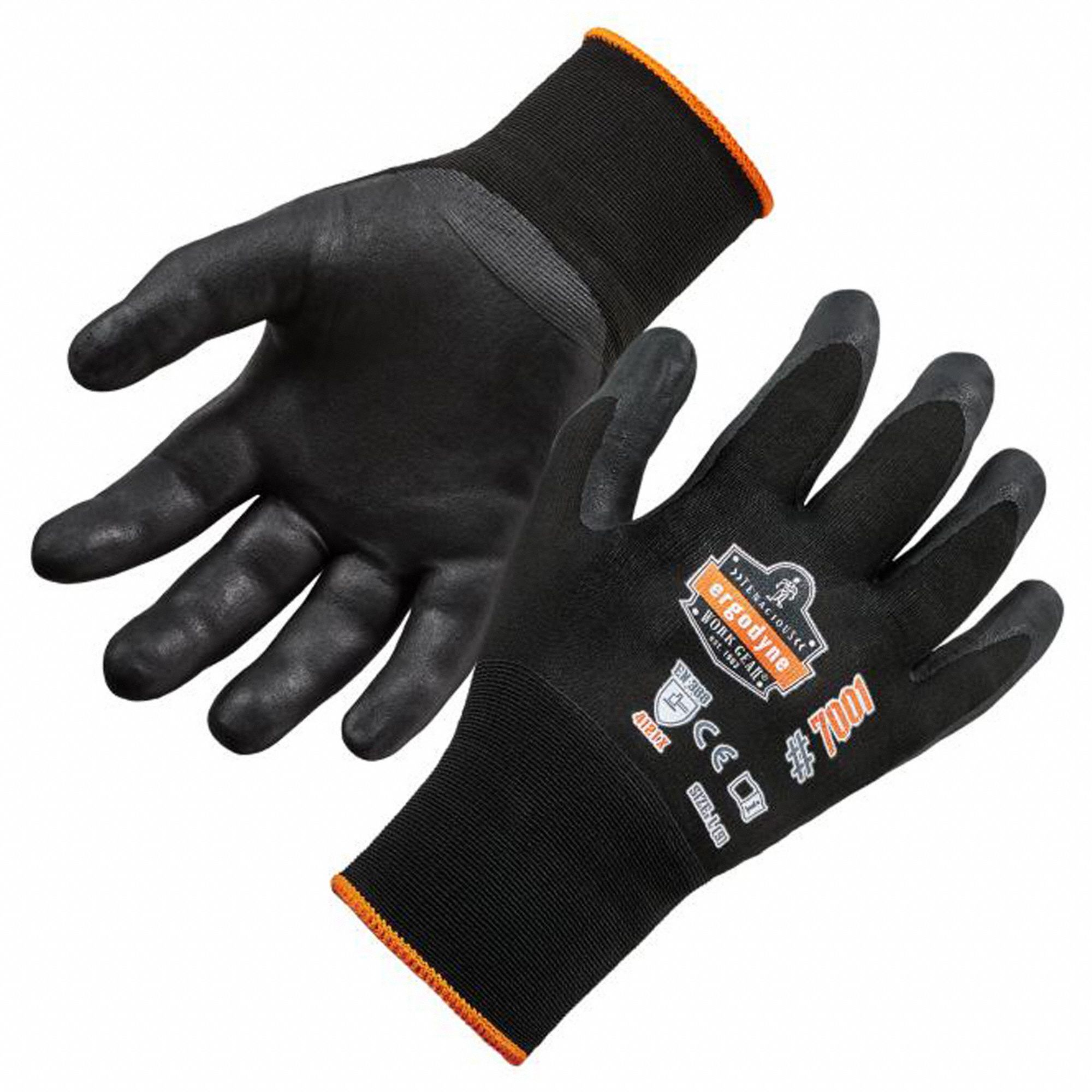 GLOVES, COATED, PROFLEX, SEAMLESS KNIT, PALM/FING, SMOOTH FINISH, M, BLACK, NITRILE/POLYURETHANE