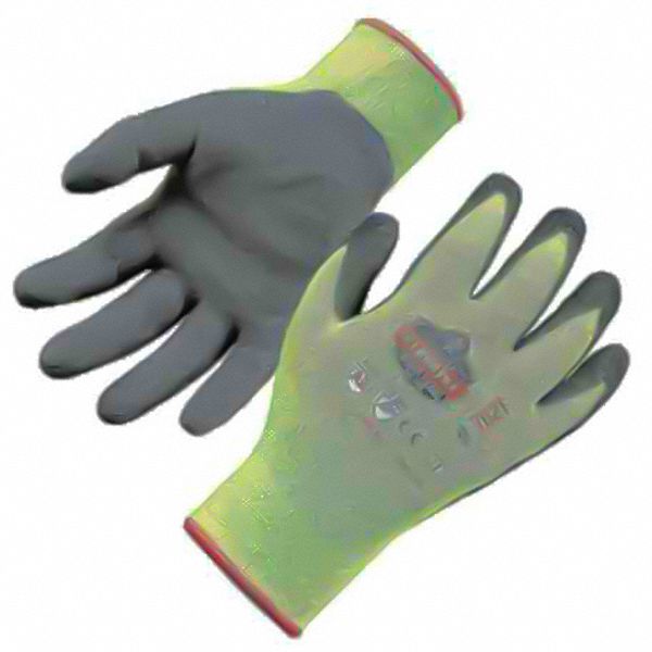 GLOVES, COATED, PROFLEX, SEAMLESS KNIT, PALM/FING, SANDY FINISH, M, LIME, NITRILE/POLYURETHANE