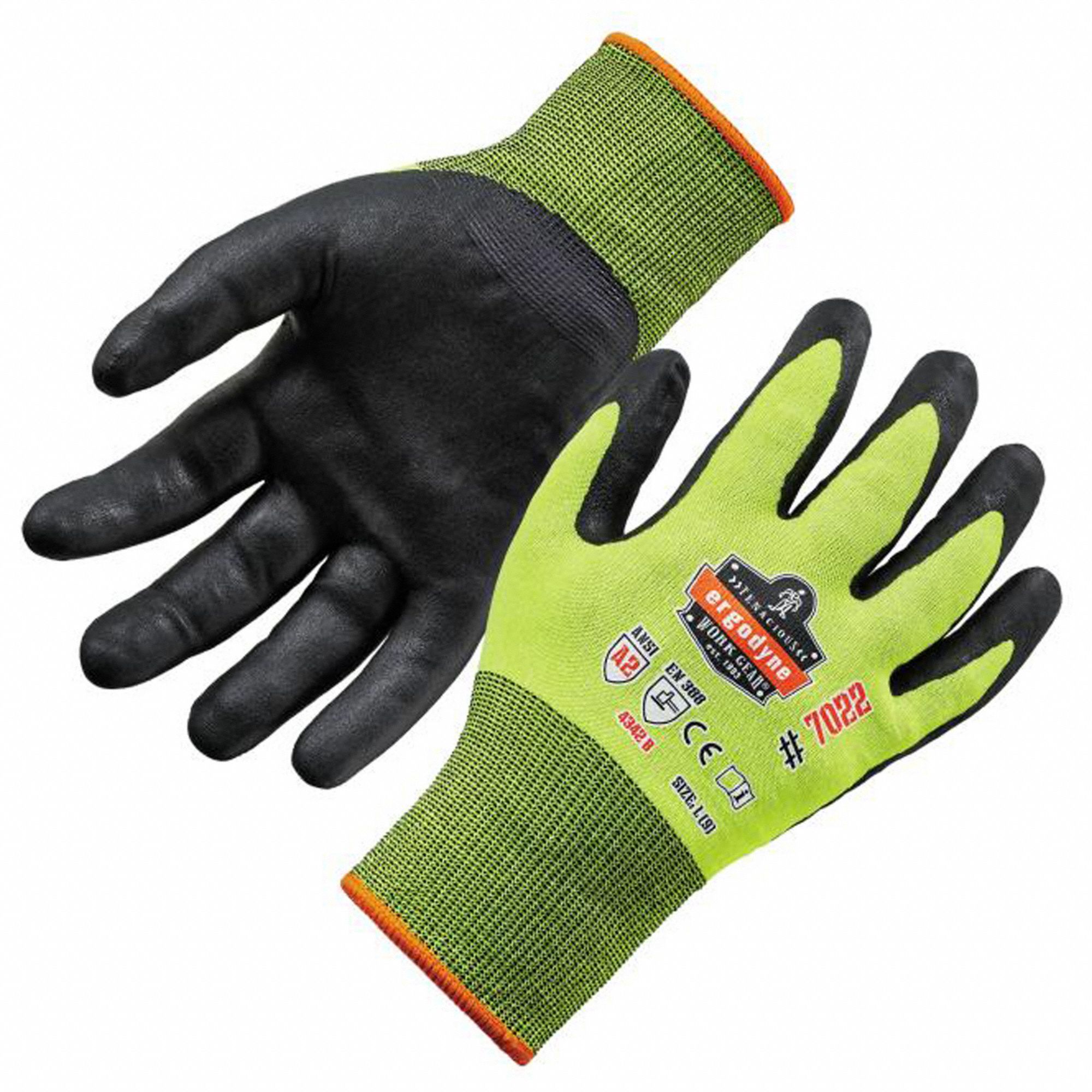 GANTS,ENDUIT,PROFLEX,TRICOT SANS COUTURES,PAUME/DOIGT,FINITION LISSE,S,LIME,NITRILE/POLYURÉTHANE