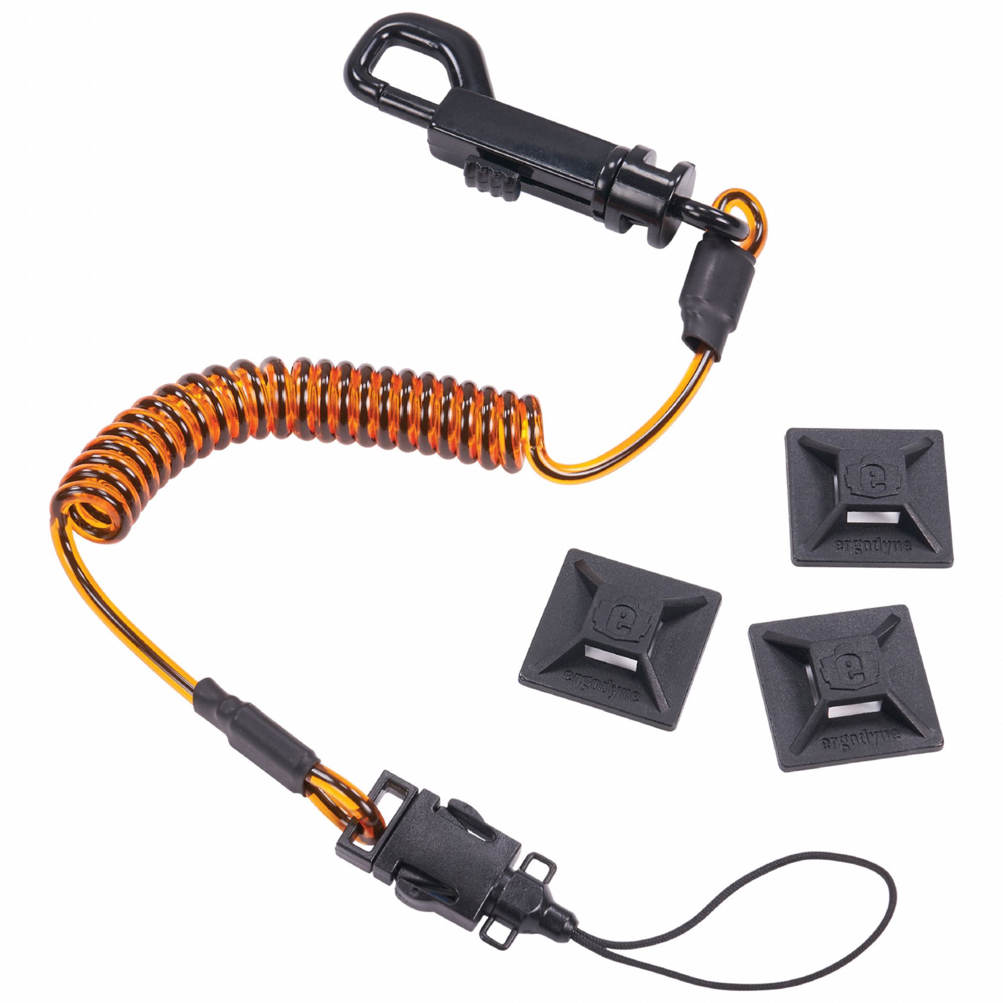 COIL LANYARD,W/MINI ADHESIVE MOUNTS