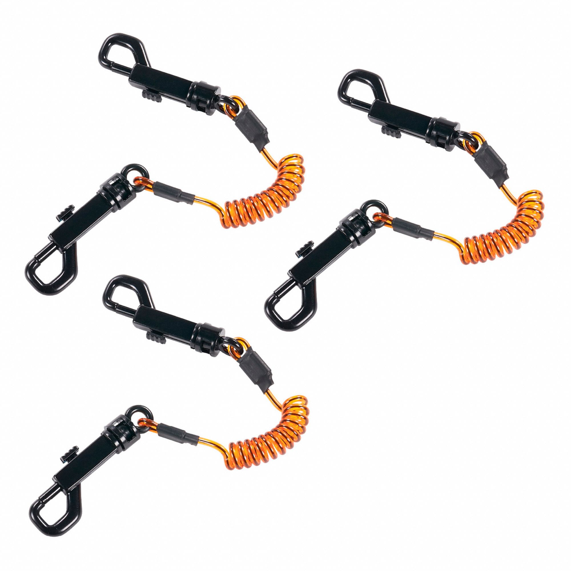 COIL LANYARD DUAL SWIVEL HOOKS,ORANGE