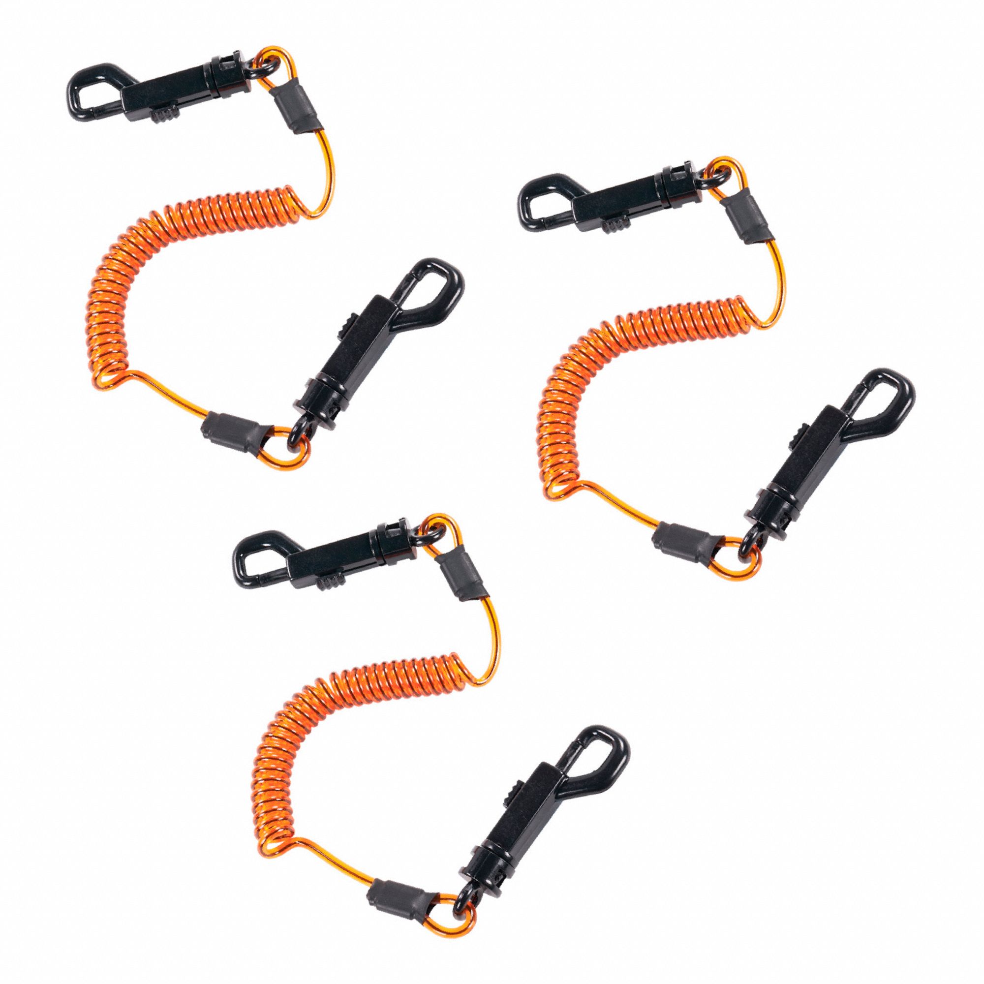 COIL LANYARD DUAL SWIVEL HOOKS,ORANGE