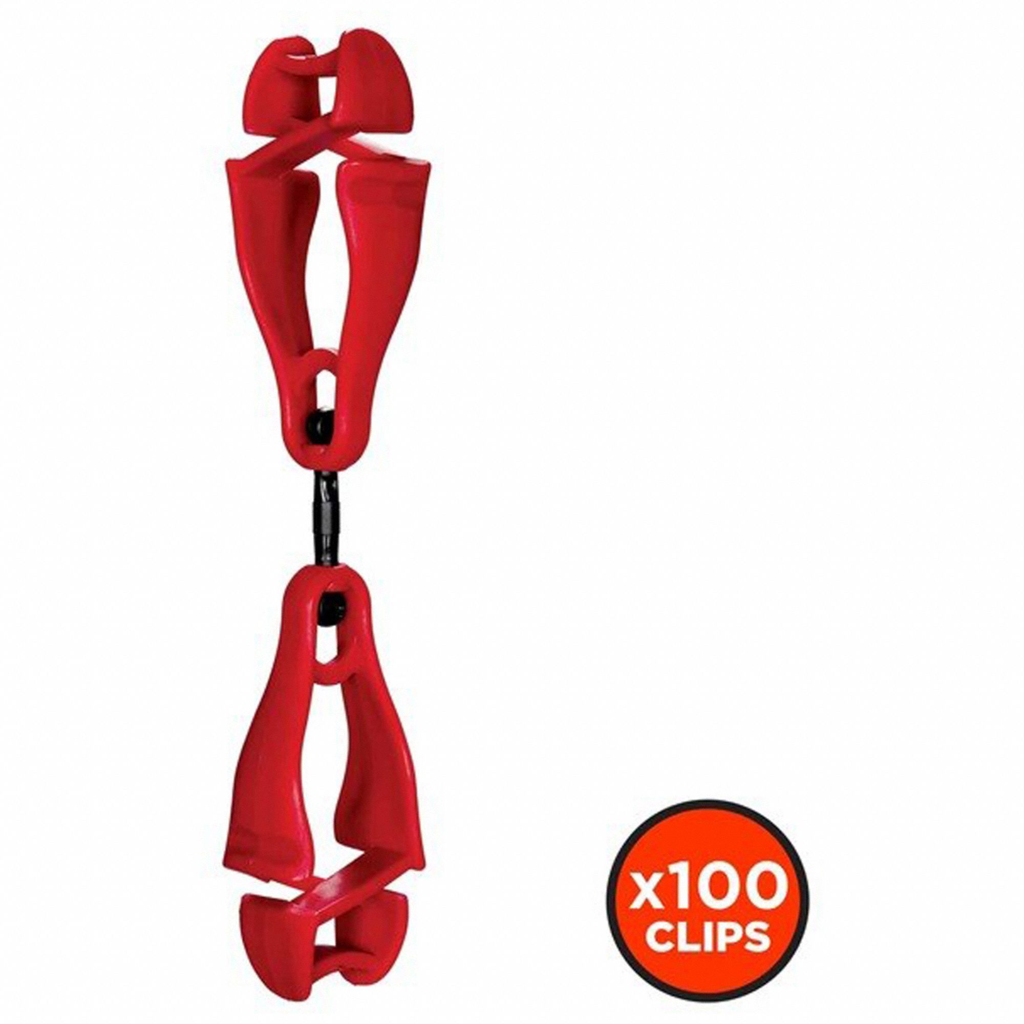 SWIVELING GLOVE CLIP HOLDER W/DUAL CLIPS, 5½ X 1 X 0.6 IN, 5.7 KG, RED, 100-PACK