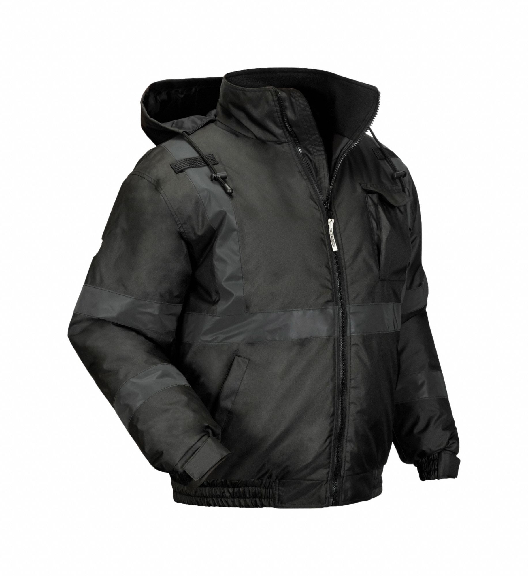 VESTE UNISEXE 8377EV,NOIRE,M,CAPUCHE AVEC CORDON DE SERRAGE,POLYESTER,GLISSIÈRE,300D