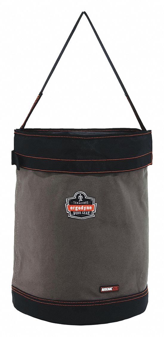 HOIST BUCKET, WITH WEB HANDLE/SAFETY TOP, SIZE XL, GREY, 16 X 20 IN, CANVAS