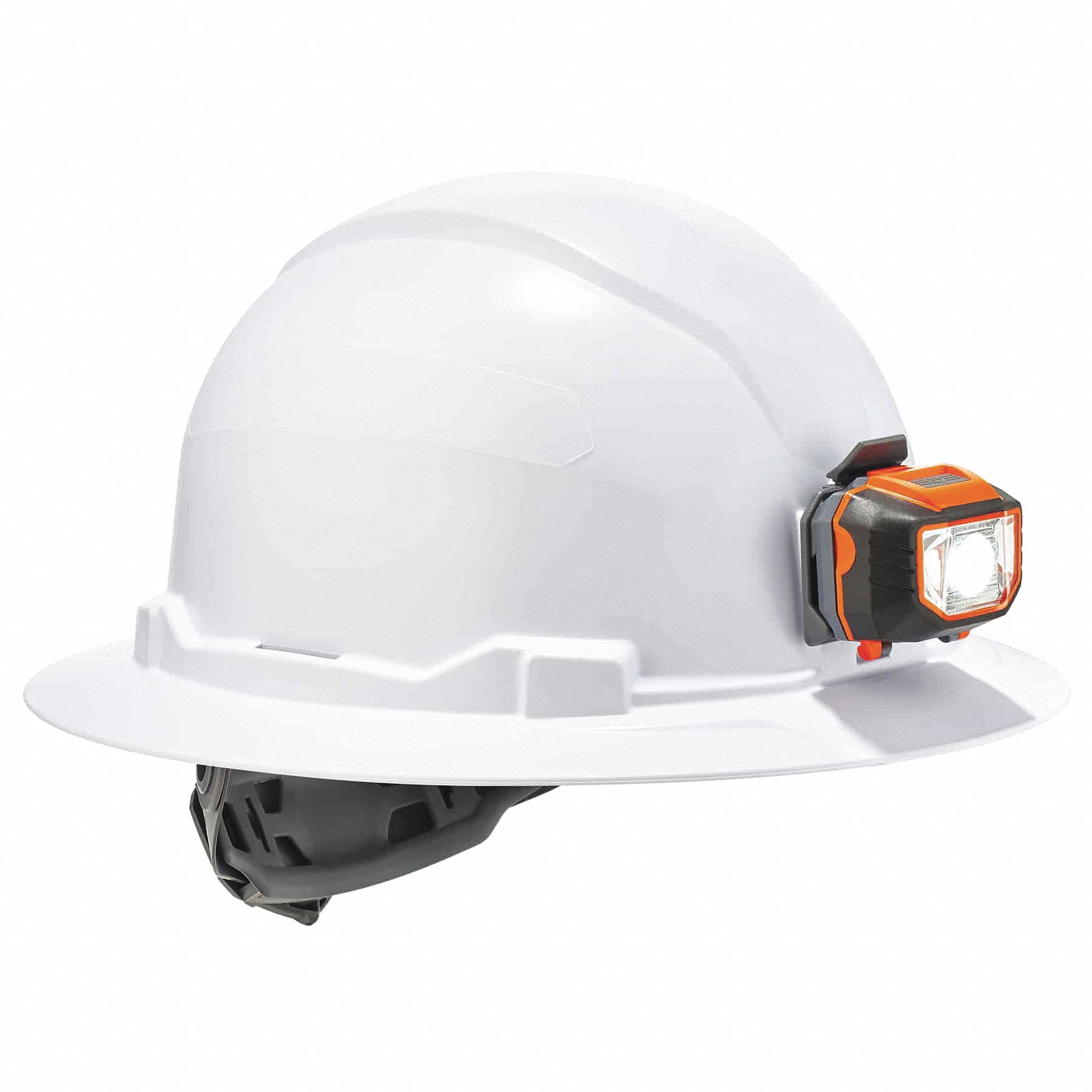 CASQUE SÉCURITÉ, BORD AVANT, CLIQUET, CSA CLASSE E / TYPE 1, BLANC, TAILLE 6 1/2 8, ABS