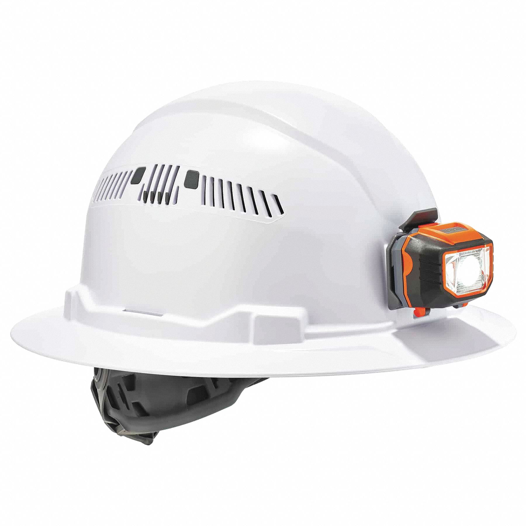 CASQUE SÉCURITÉ, BORD AVANT, CLIQUET, CSA CLASSE C / TYPE 1, BLANC, TAILLE 6 1/2 8, ABS