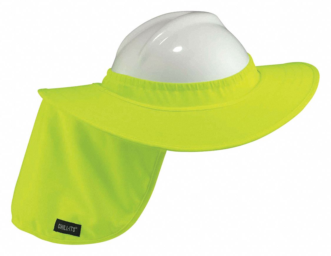 CASQUE SÉCURITÉ BORD INTÉGRAL AVEC CACHE-COU, POLYESTER, LIME, UNIVERSEL