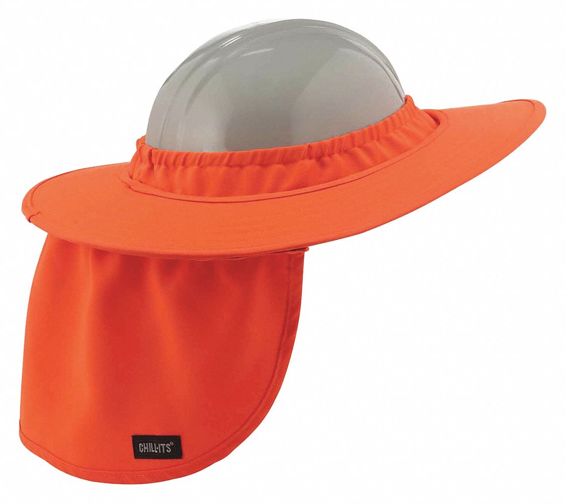 CASQUE SÉCURITÉ BORD INTÉGRAL AVEC CACHE-COU, POLYESTER, ORANGE, UNIVERSEL, 6 PAQUETS