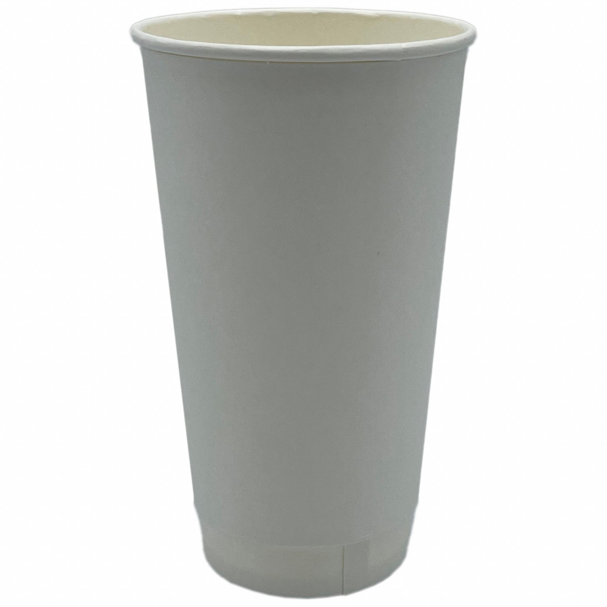 Disposable Hot Cup: 20 oz Capacity, White, Paper, Unwrapped, Patternless, 500 PK