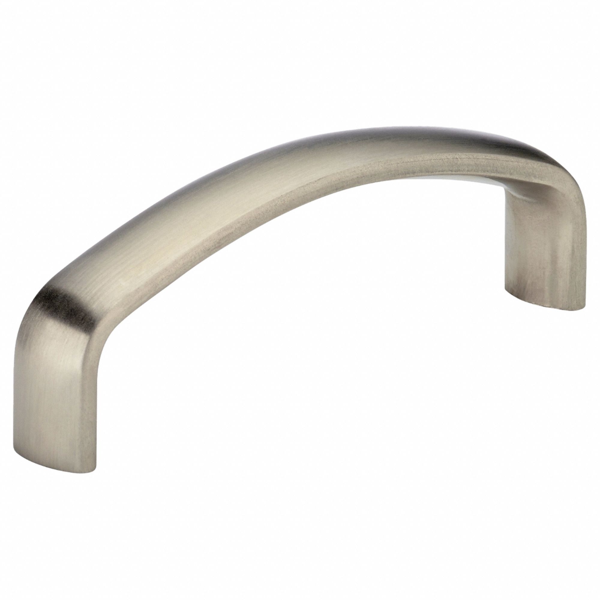 Pull Handle: Threaded Holes, Stainless Steel, Silver, 3.5 in Mounting Hole Center to Center