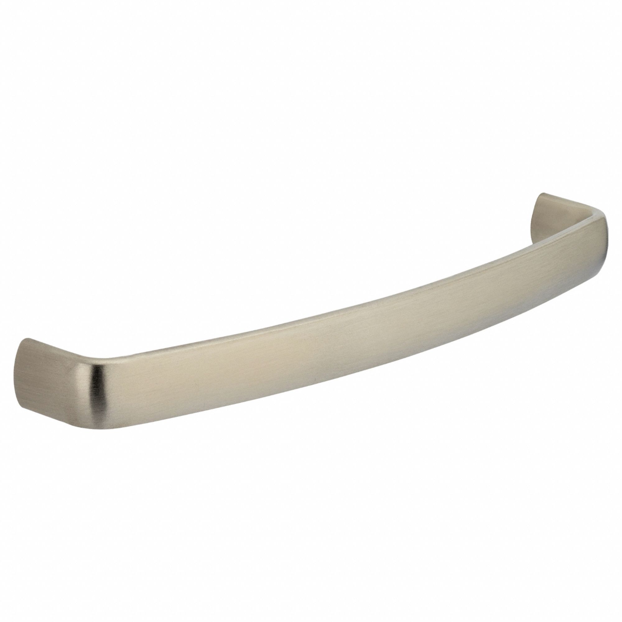 Pull Handle: Threaded Holes, Stainless Steel, Silver, 6 in Mounting Hole Center to Center