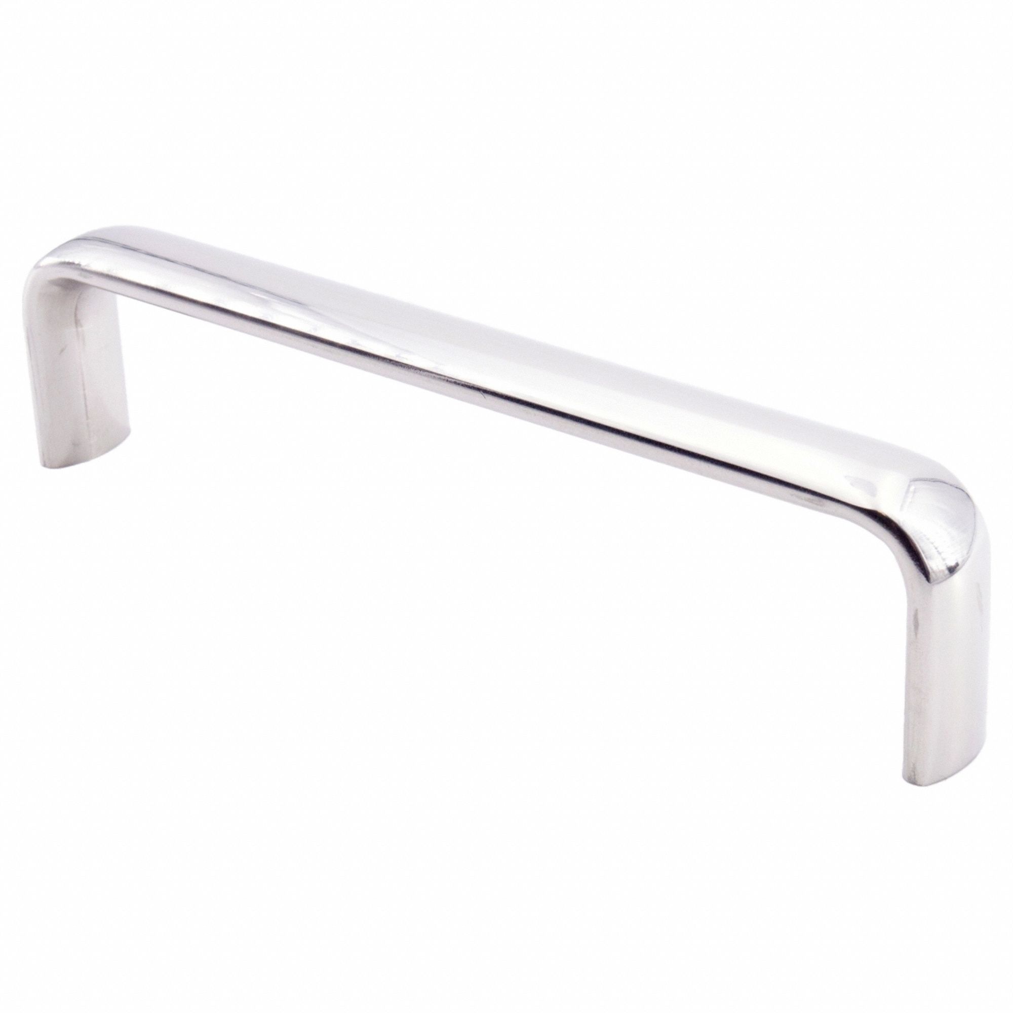 Pull Handle: Threaded Holes, Stainless Steel, Silver, 5 in Mounting Hole Center to Center