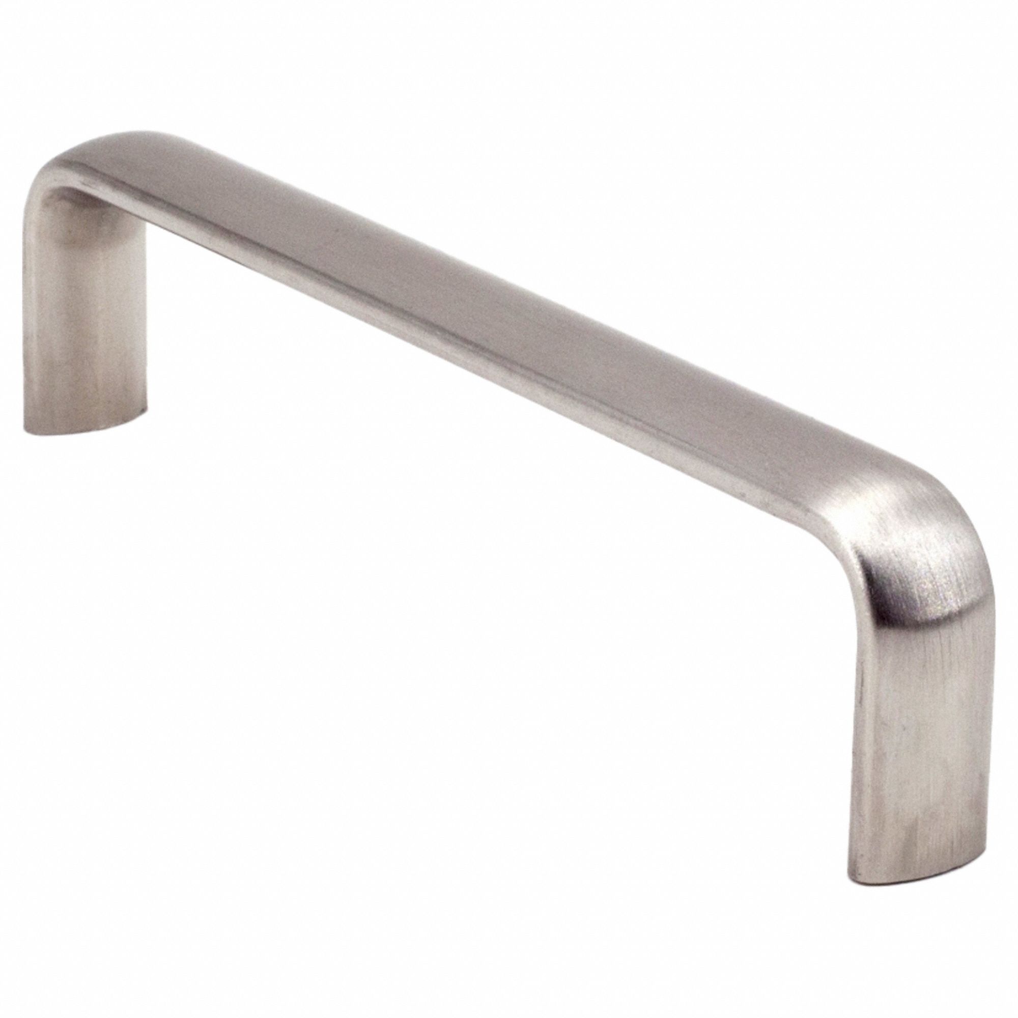 Pull Handle: Threaded Holes, Stainless Steel, Silver, 6 in Mounting Hole Center to Center