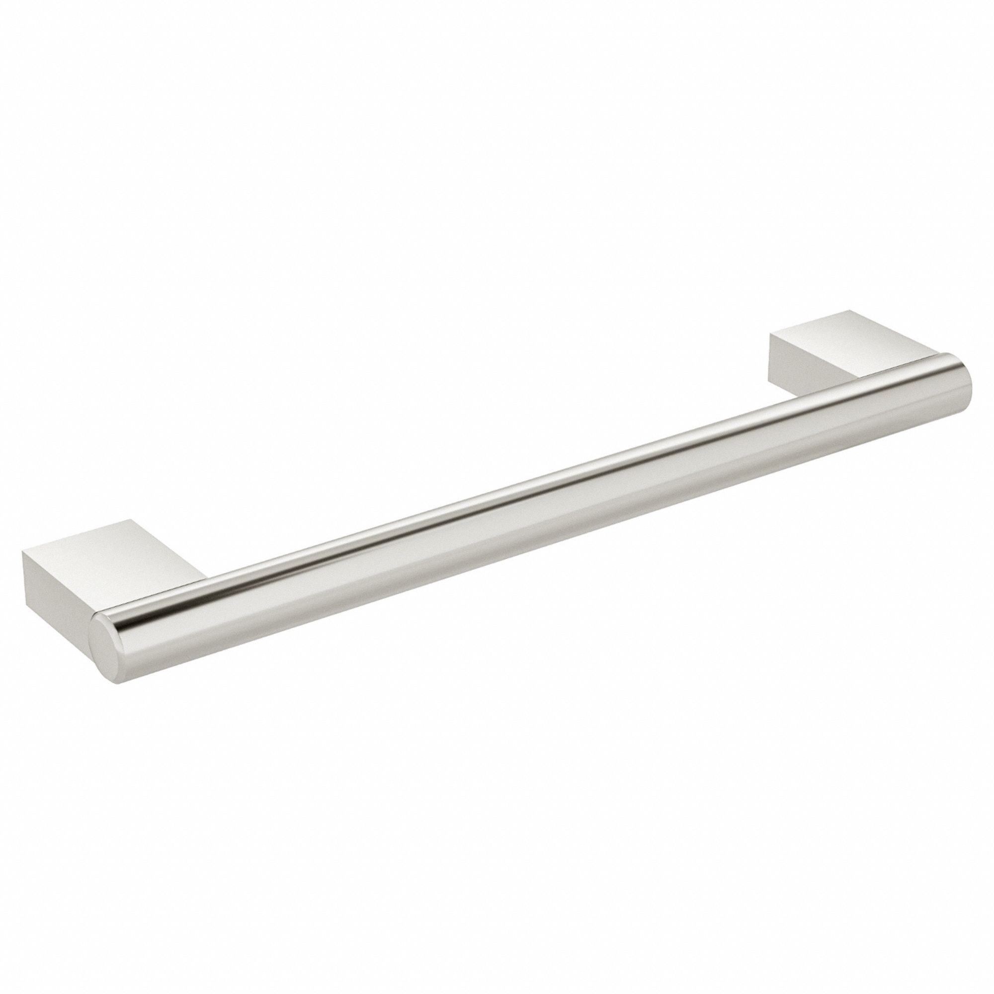 Pull Handle: Threaded Holes, Stainless Steel, Silver, 6 in Mounting Hole Center to Center