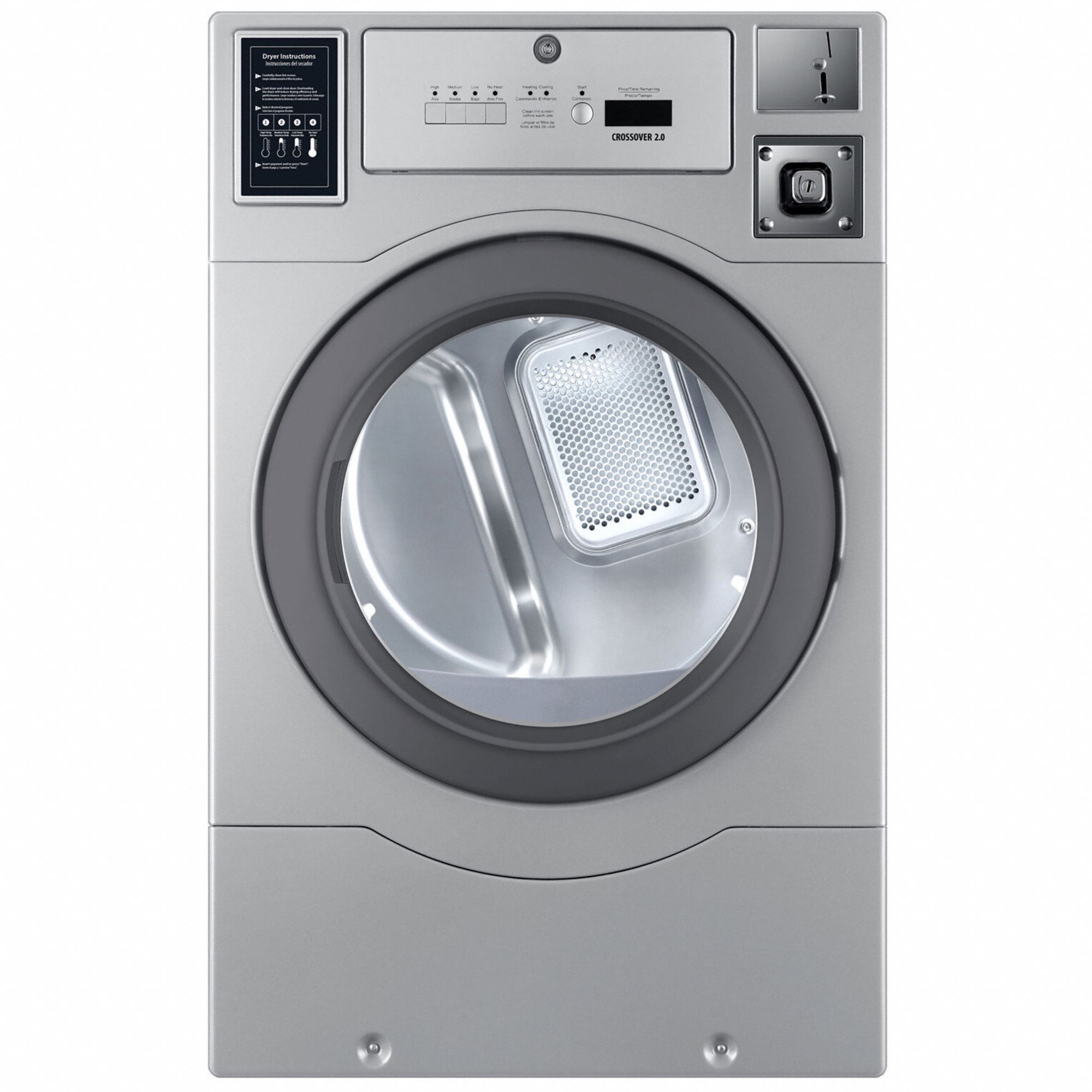 Dryer: Electric, Stainless Steel, 7 cu ft Capacity, Coin-Operated
