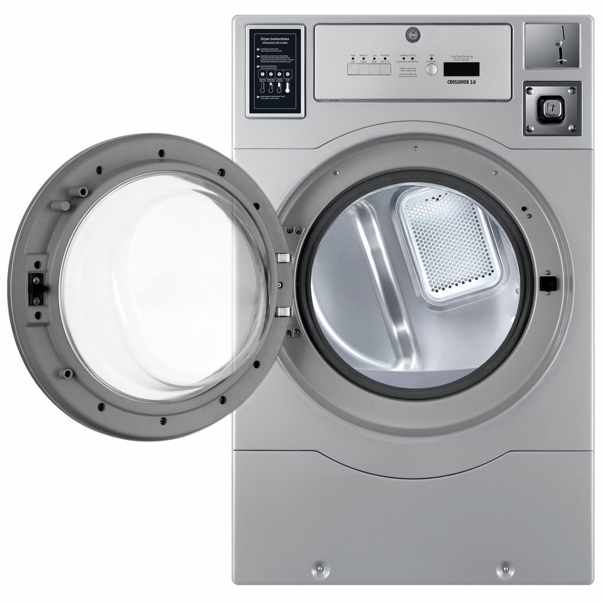 CROSSOVER Dryer Electric, Stainless Steel, 7 cu ft Capacity, Coin