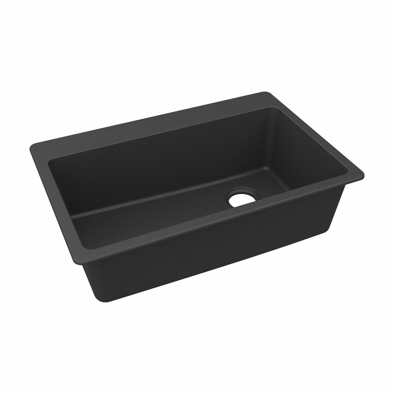 Sink: 33 in Overall Lg, 22 in Overall Wd, 9 1/2 in Bowl Dp, 30 3/8 in Bowl Lg, 1 Bowls, Black