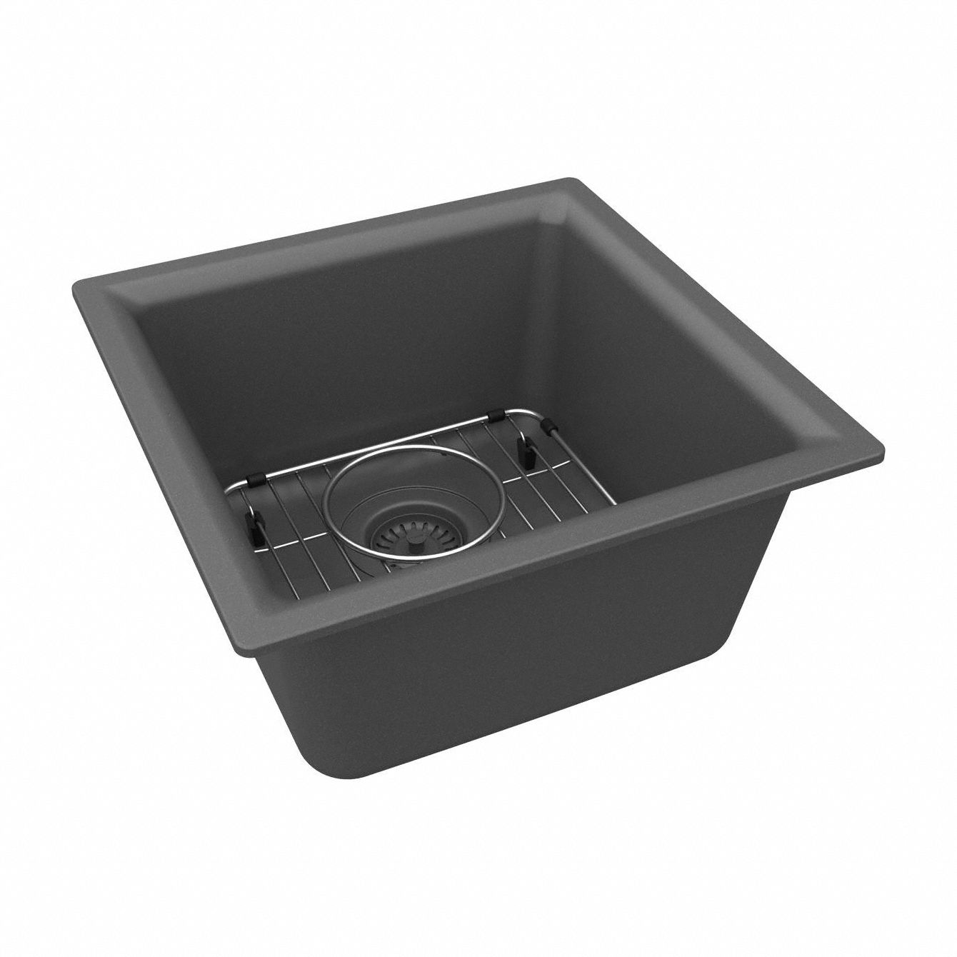 Sink: 15 3/4 in Overall Lg, 15 3/4 in Overall Wd, 7 3/4 in Bowl Dp, 13 1/8 in Bowl Lg, 1 Bowls