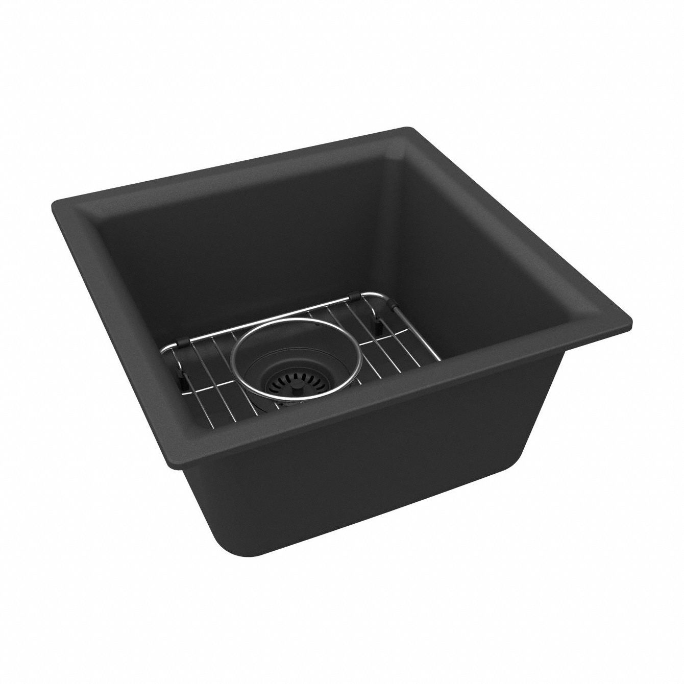 Sink: 15 3/4 in Overall Lg, 15 3/4 in Overall Wd, 7 3/4 in Bowl Dp, 13 1/8 in Bowl Lg, 1 Bowls