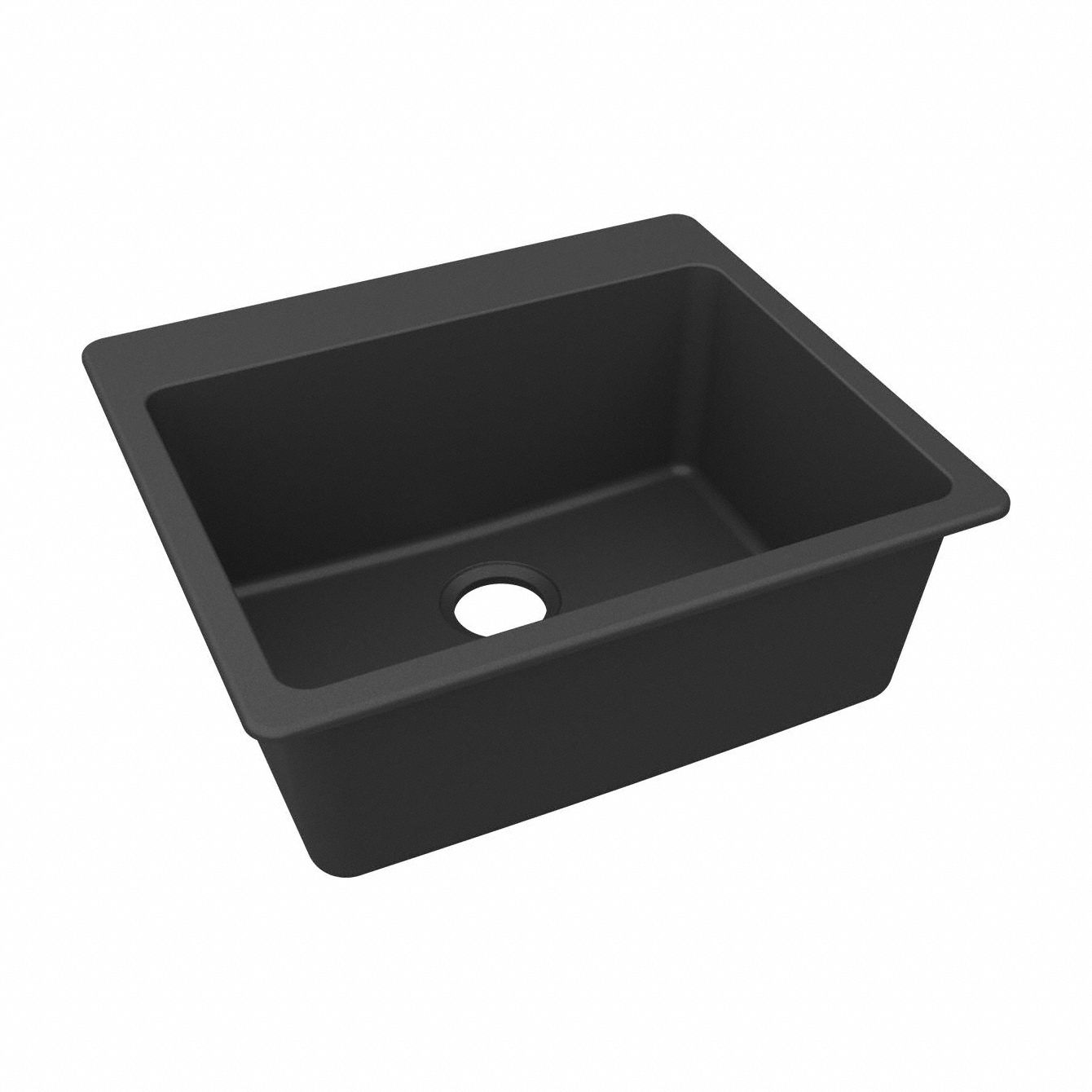 Sink: 25 in Overall Lg, 22 in Overall Wd, 9 1/2 in Bowl Dp, 22 3/8 in Bowl Lg, 1 Bowls, Black