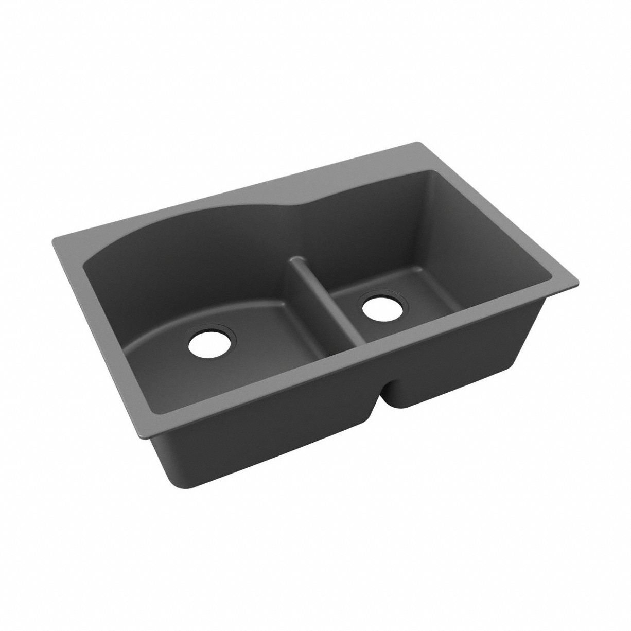 Sink: 33 in Overall Lg, 22 in Overall Wd, 10 in Bowl Dp, 17 1/4 in Bowl Lg, 2 Bowls, Centerset