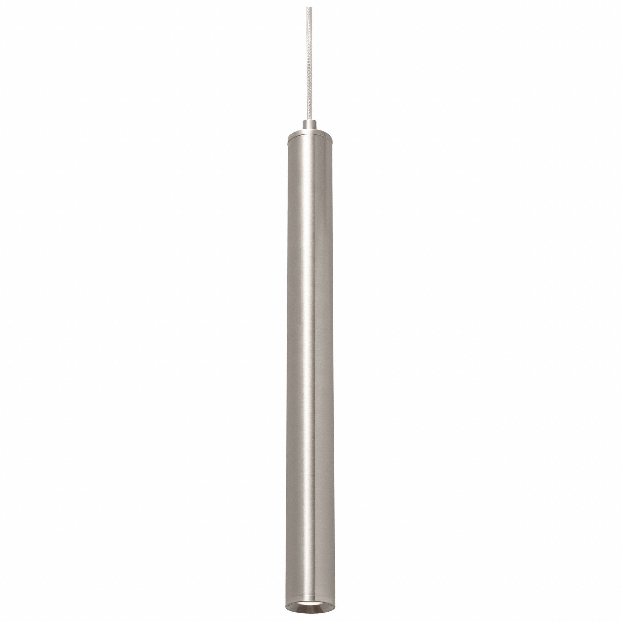 Pendant: 1 1/4 in Dia, 16 in Ht, Satin Nickel, 800 lm, 3000K, 9 W, 120 to 277V AC, Dimmable