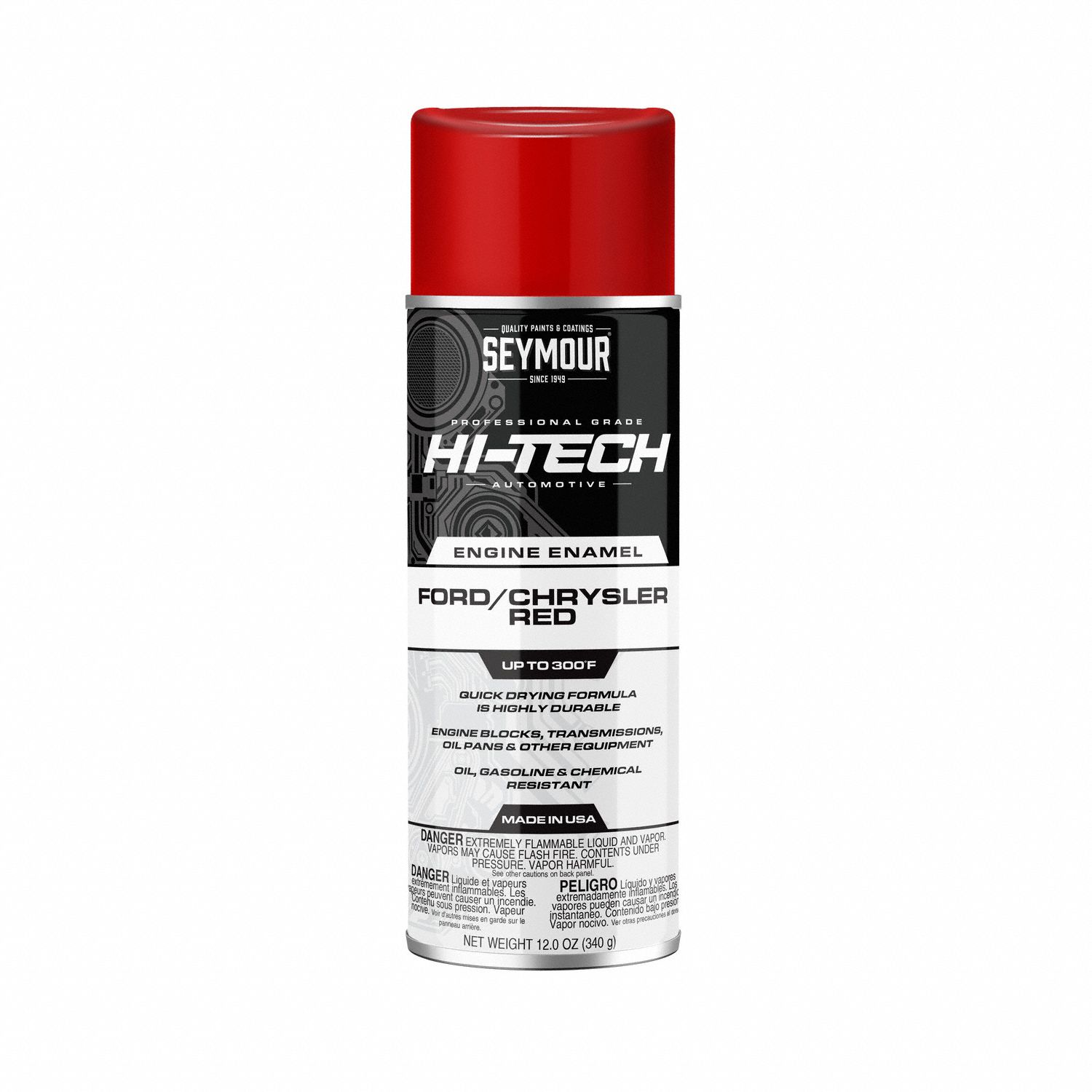 Spray Paint: Solvent, Ford/Chrysler Red, 16 oz Container, Hi-Tech