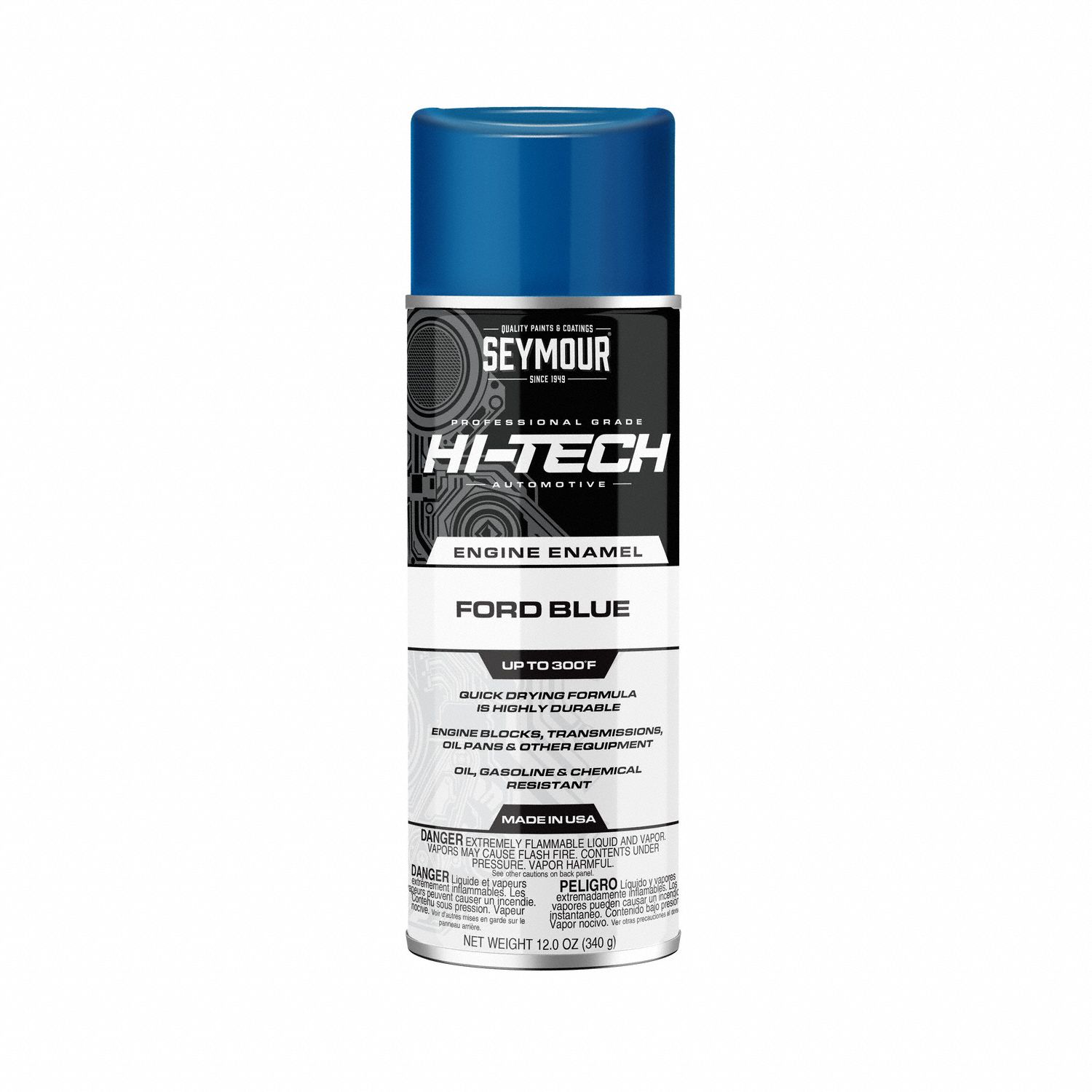 Spray Paint: Solvent, Ford Blue, 16 oz Container, Hi-Tech