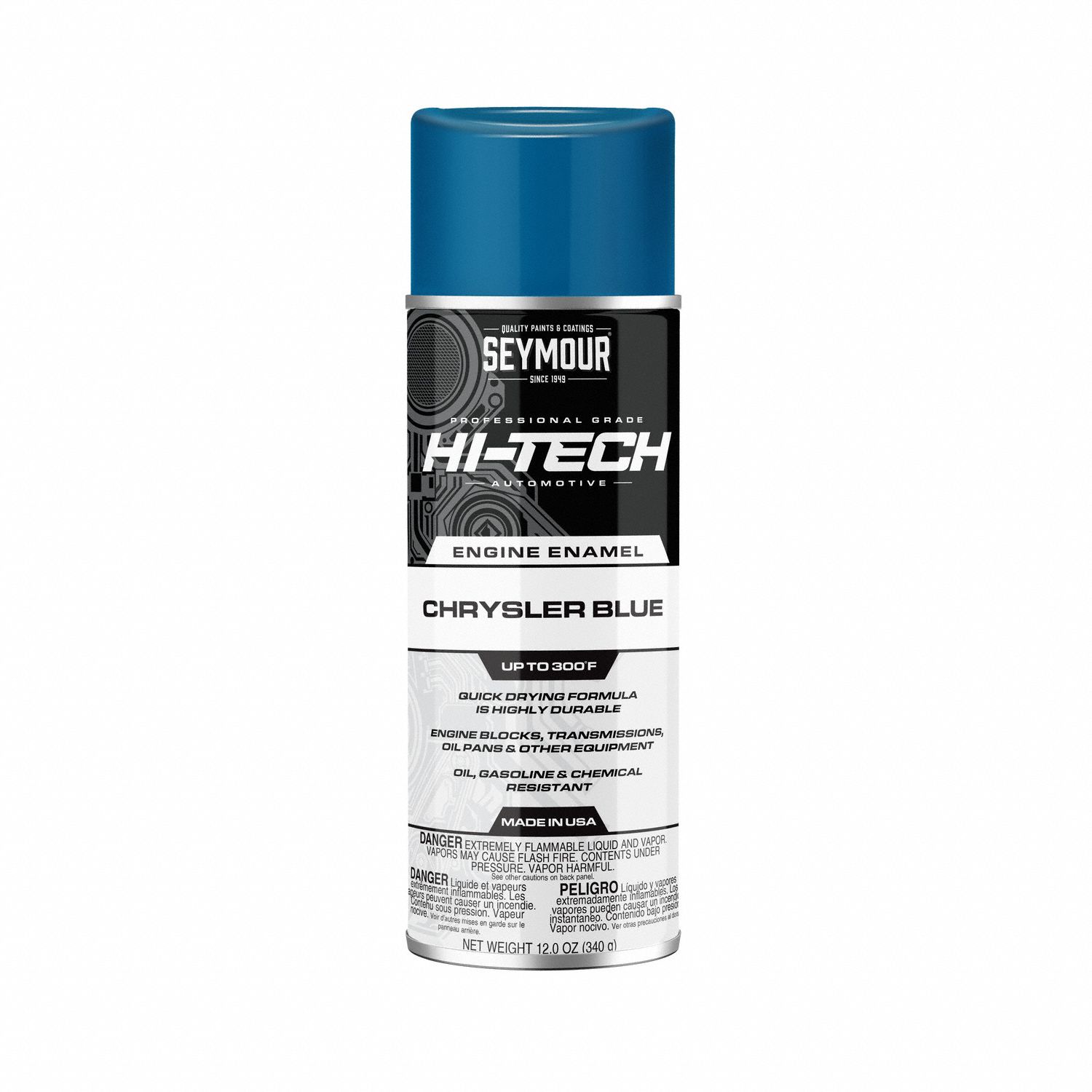 Spray Paint: Solvent, Chrysler Blue, 16 oz Container, Hi-Tech