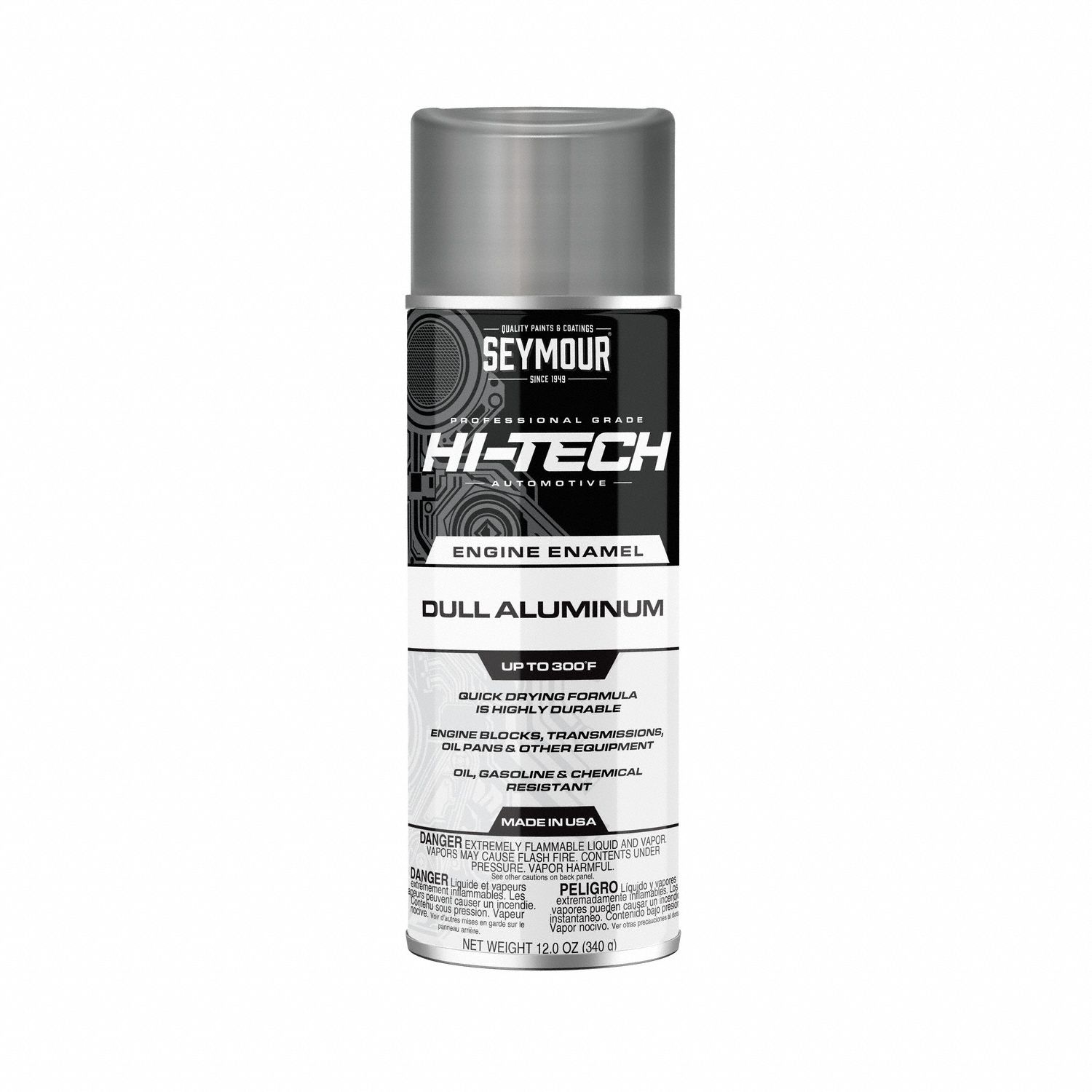 Spray Paint: Solvent, Dull Aluminum, 16 oz Container, Hi-Tech