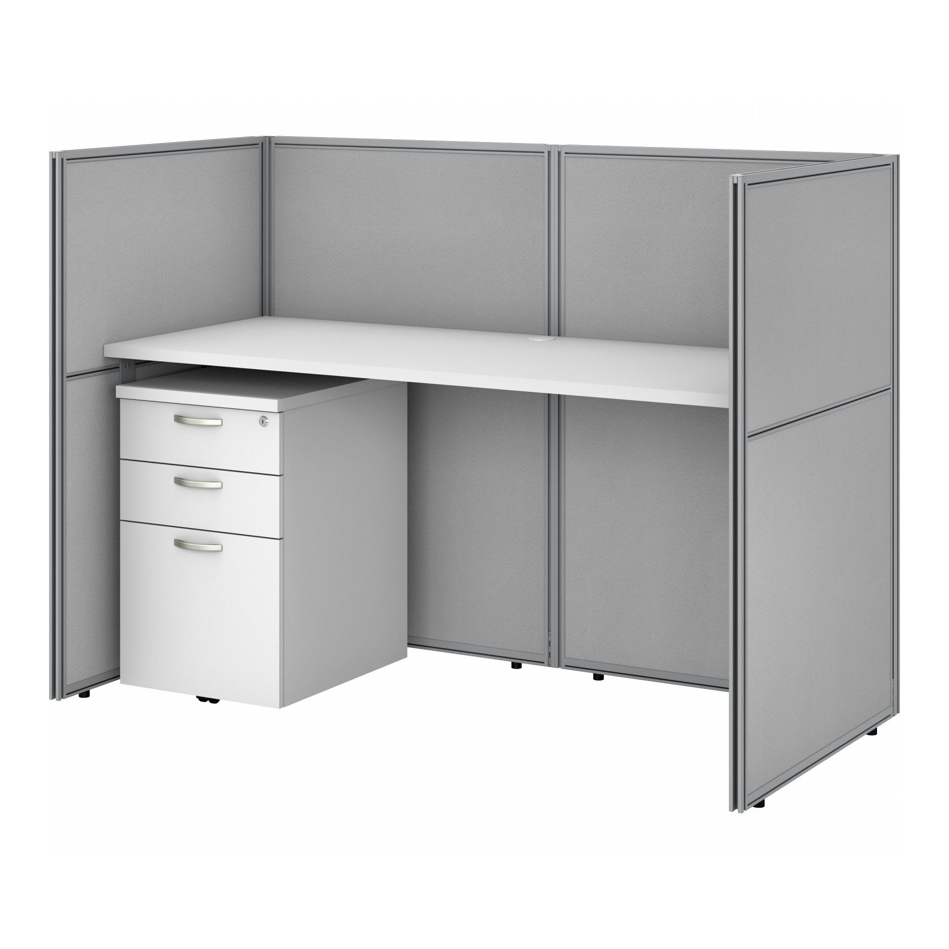 Modular Cubicle Workstation: 45 in Overall Ht, 61 in Overall Wd, White