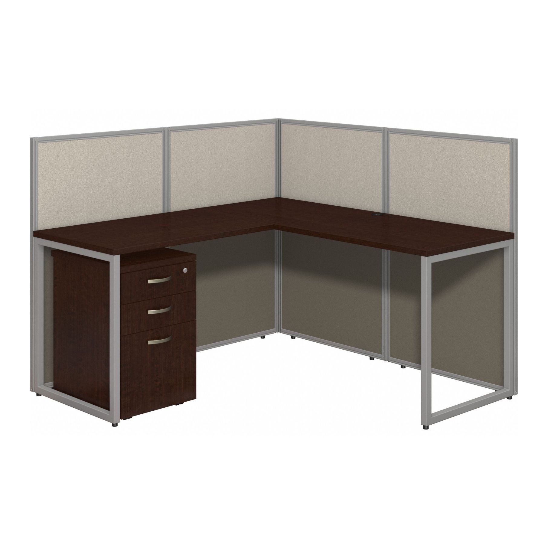 Modular Cubicle Workstation: 45 in Overall Ht, 60 in Overall Wd, Cherry