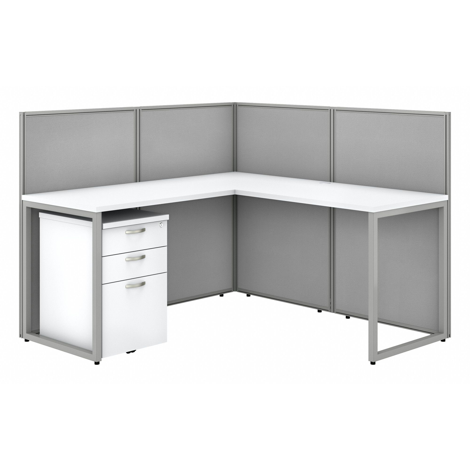 Modular Cubicle Workstation: 45 in Overall Ht, 60 in Overall Wd, White