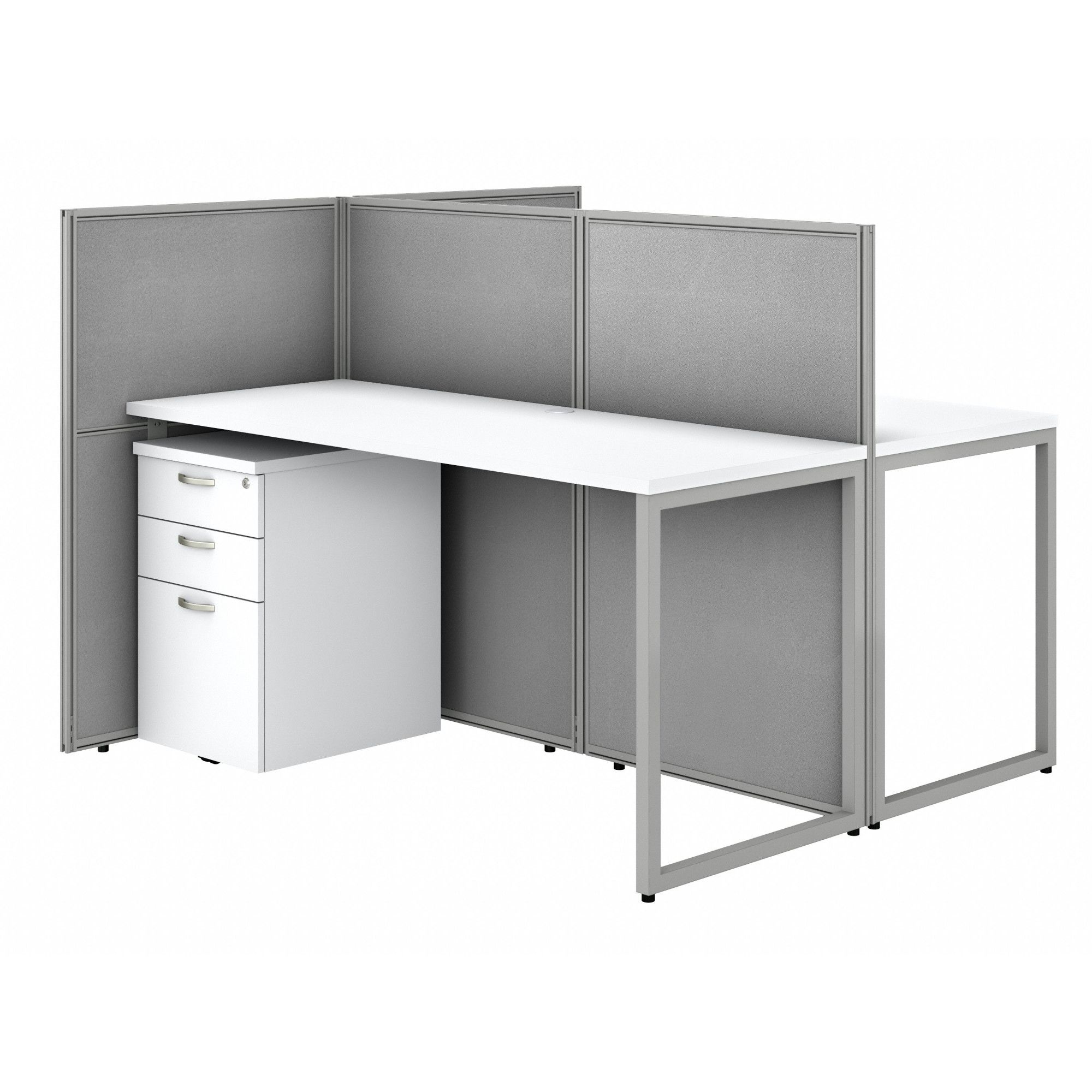 Modular Cubicle Workstation: 45 in Overall Ht, 60 in Overall Wd, White