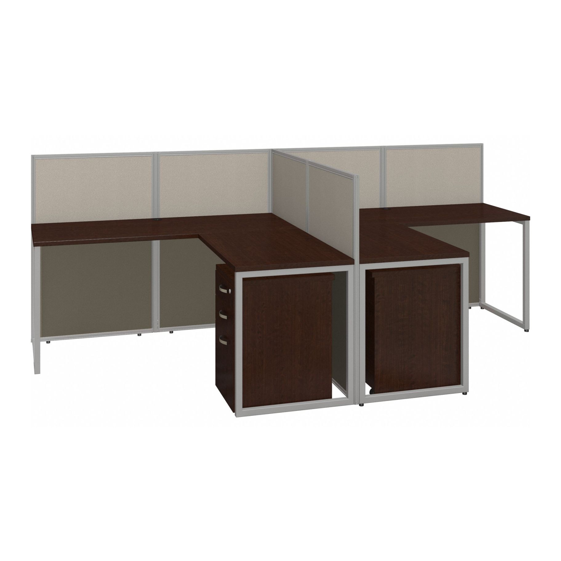 Modular Cubicle Workstation: 45 in Overall Ht, 119 in Overall Wd, Cherry