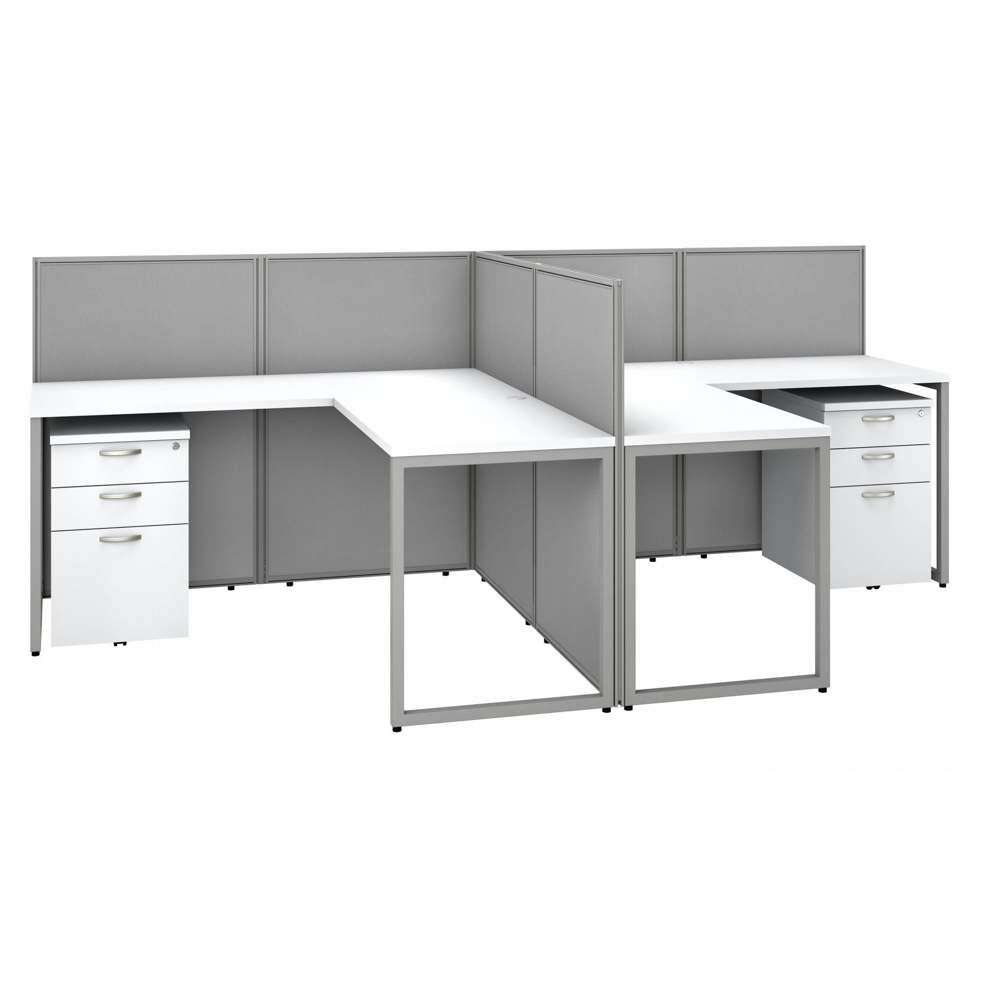 Modular Cubicle Workstation: 45 in Overall Ht, 119 in Overall Wd, White