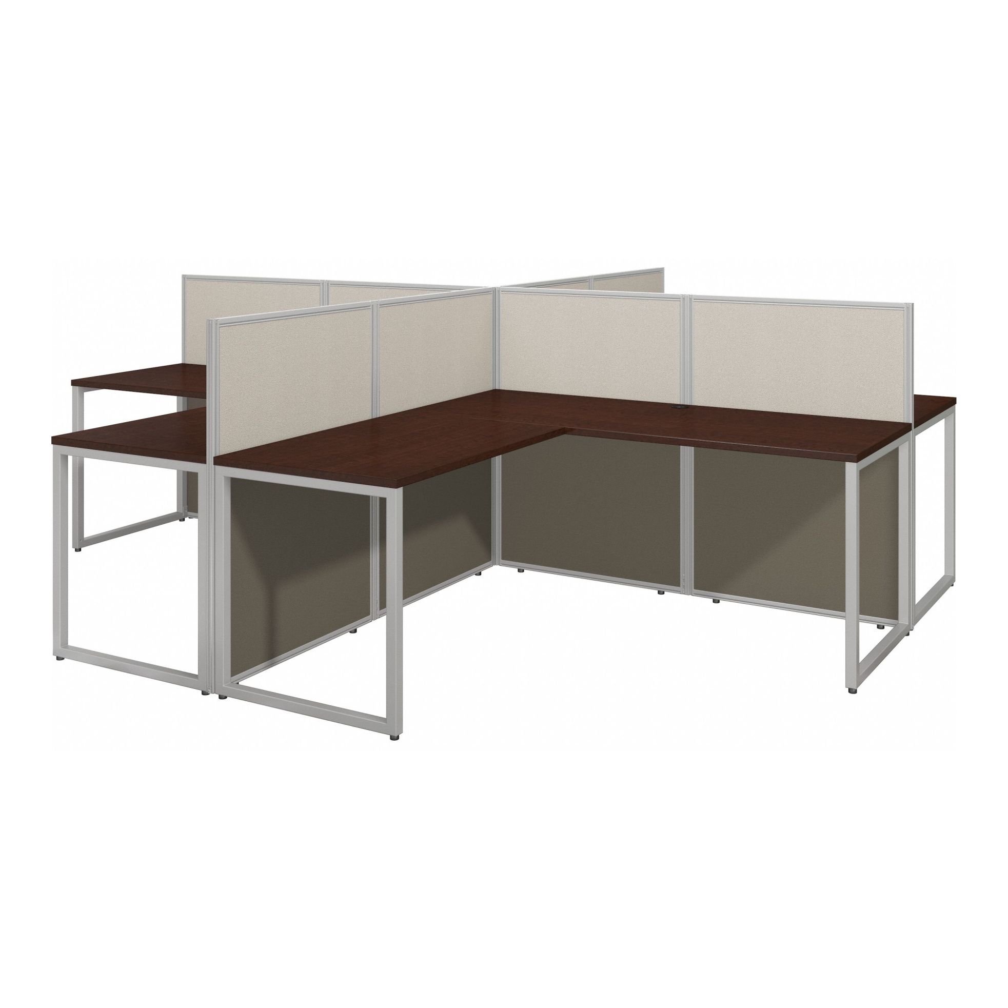 Modular Cubicle Workstation: 45 in Overall Ht, 119 in Overall Wd, Cherry