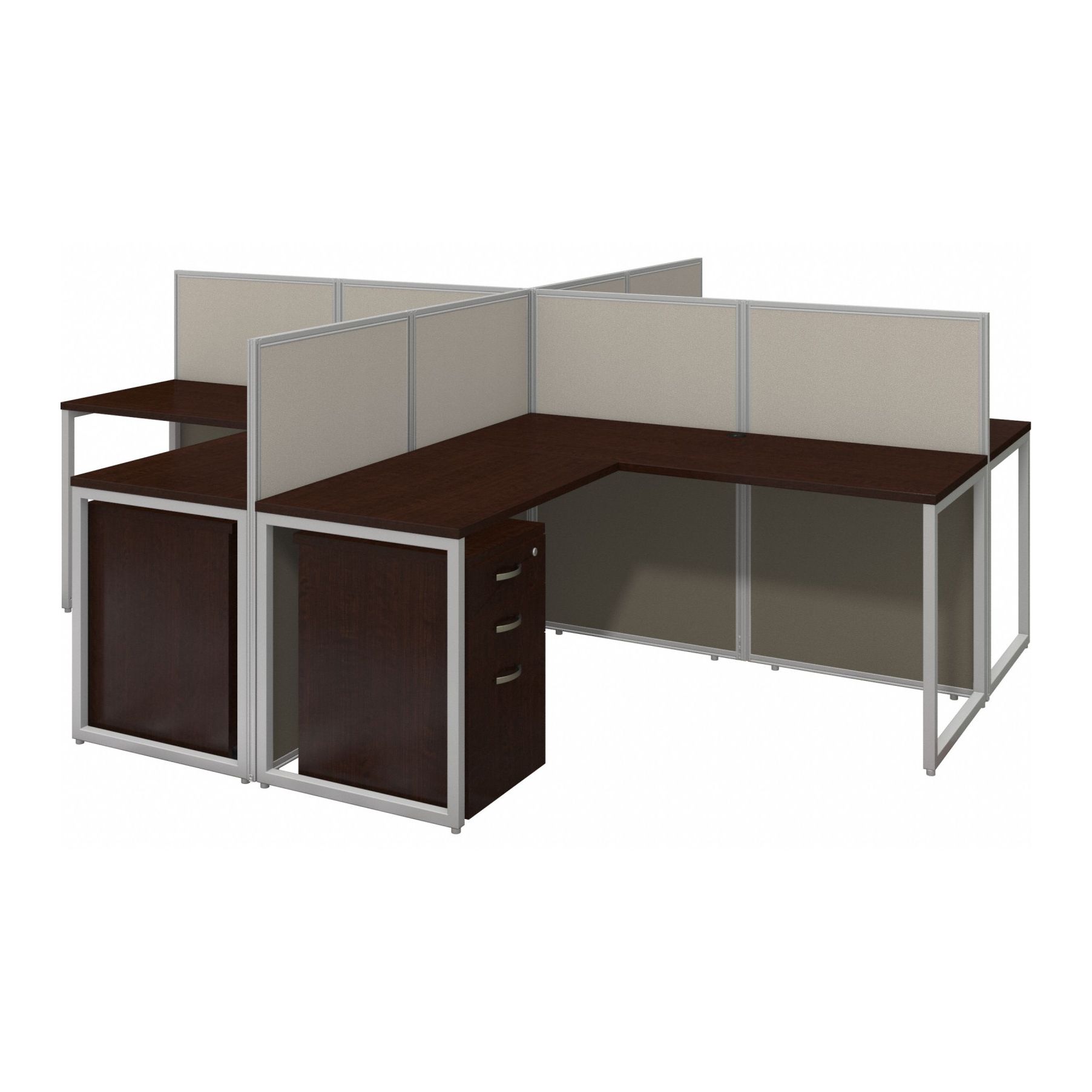 Modular Cubicle Workstation: 45 in Overall Ht, 119 in Overall Wd, Cherry