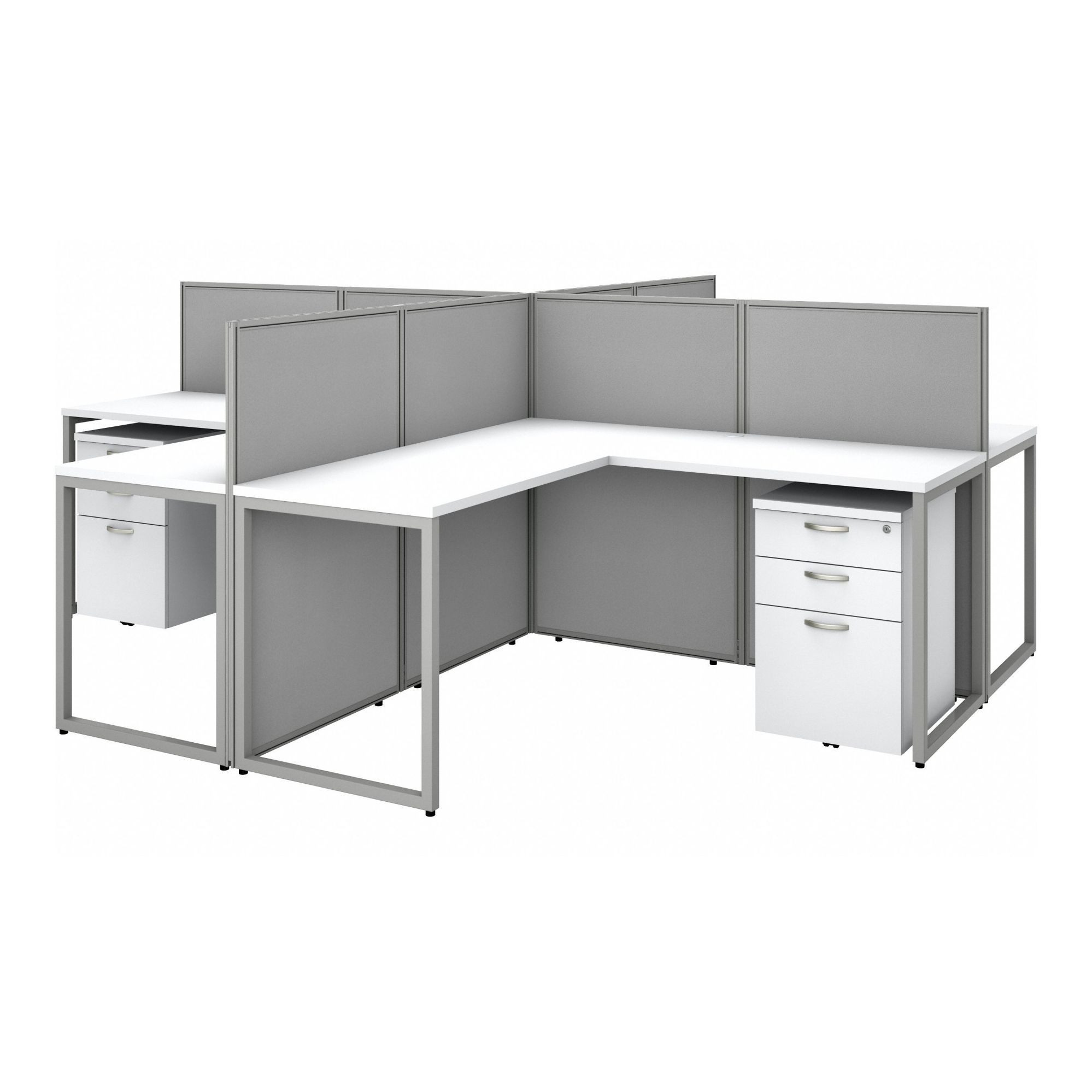 Modular Cubicle Workstation: 45 in Overall Ht, 119 in Overall Wd, White