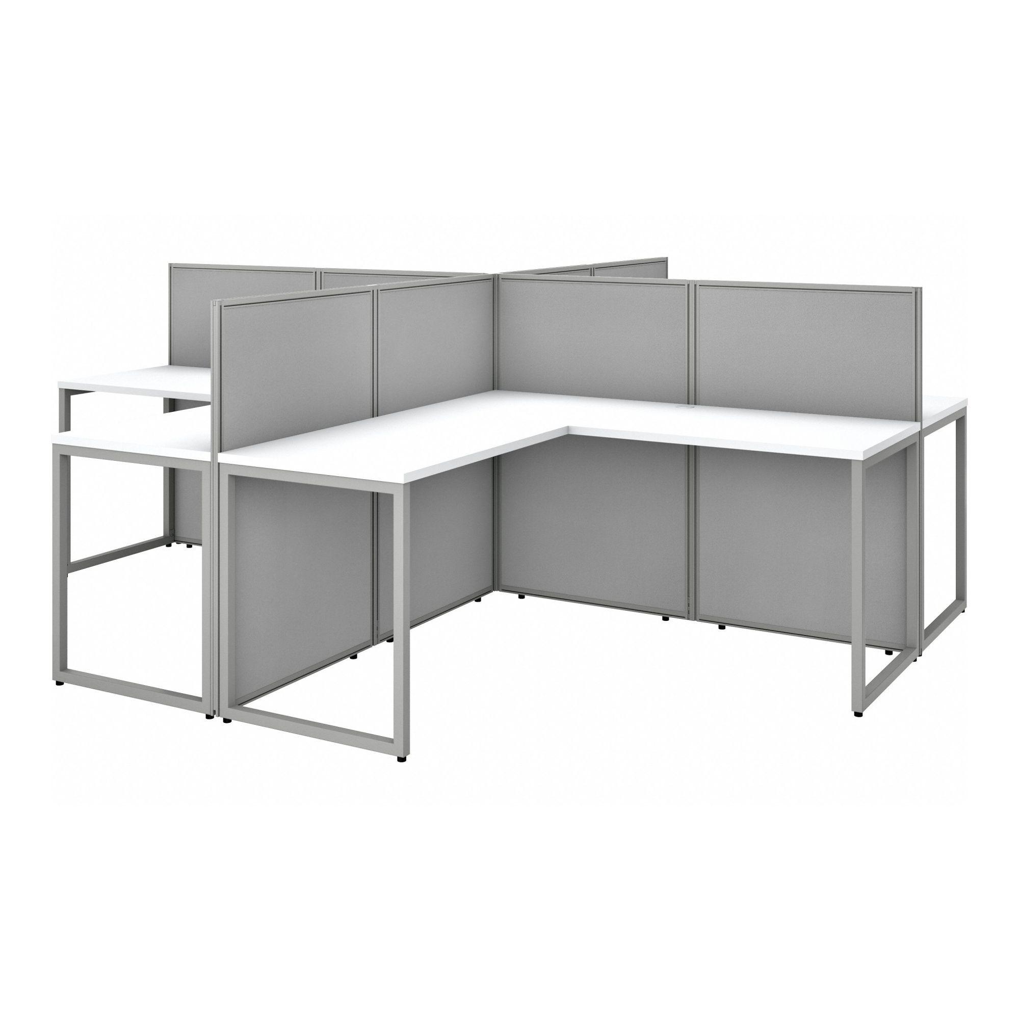 Modular Cubicle Workstation: 45 in Overall Ht, 119 in Overall Wd, White
