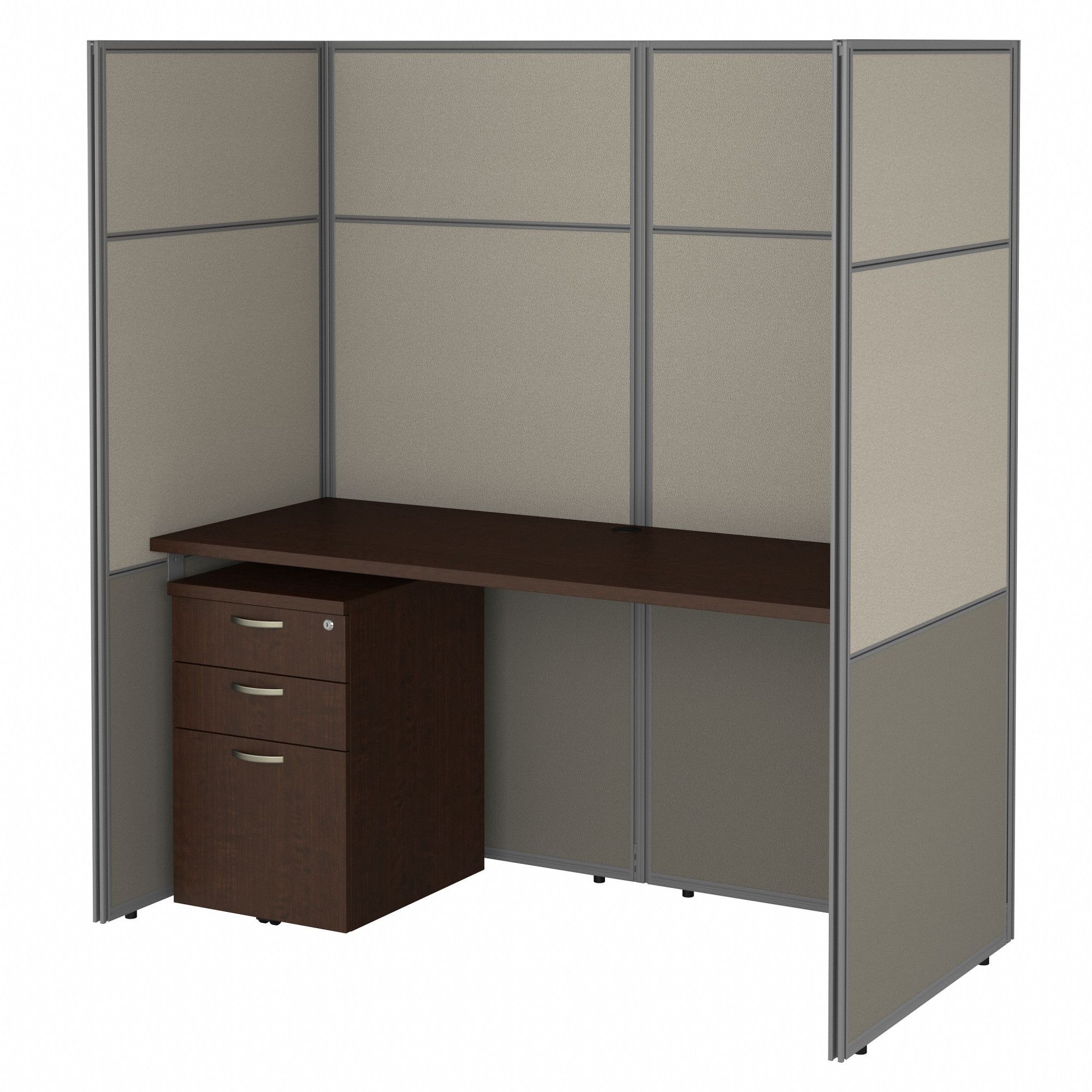 Modular Cubicle Workstation: 66 in Overall Ht, 61 in Overall Wd, Cherry