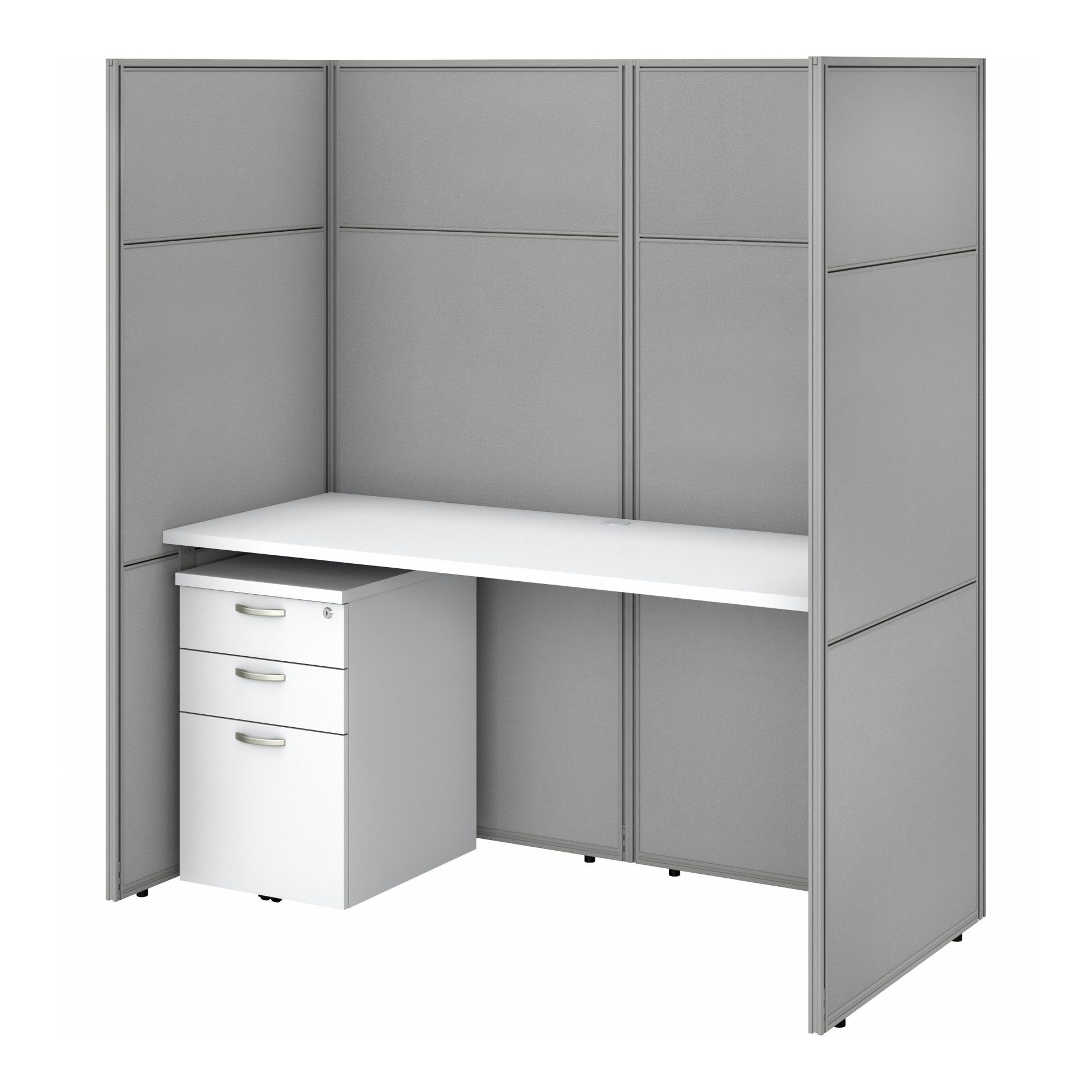 Modular Cubicle Workstation: 66 in Overall Ht, 61 in Overall Wd, White