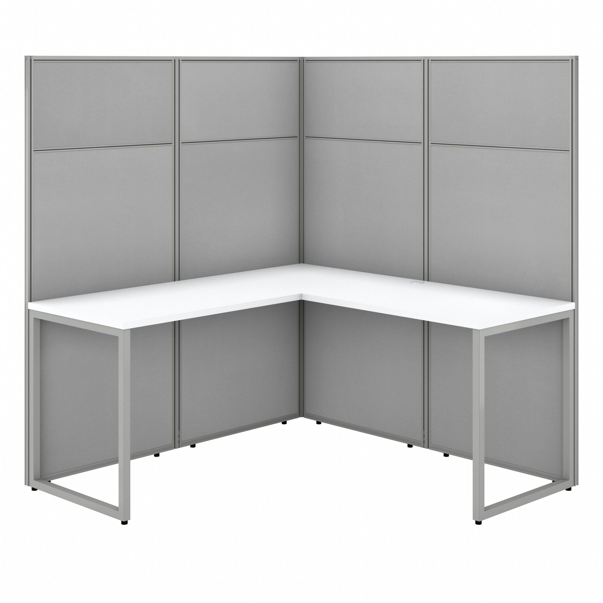 Modular Cubicle Workstation: 66 in Overall Ht, 60 in Overall Wd, White