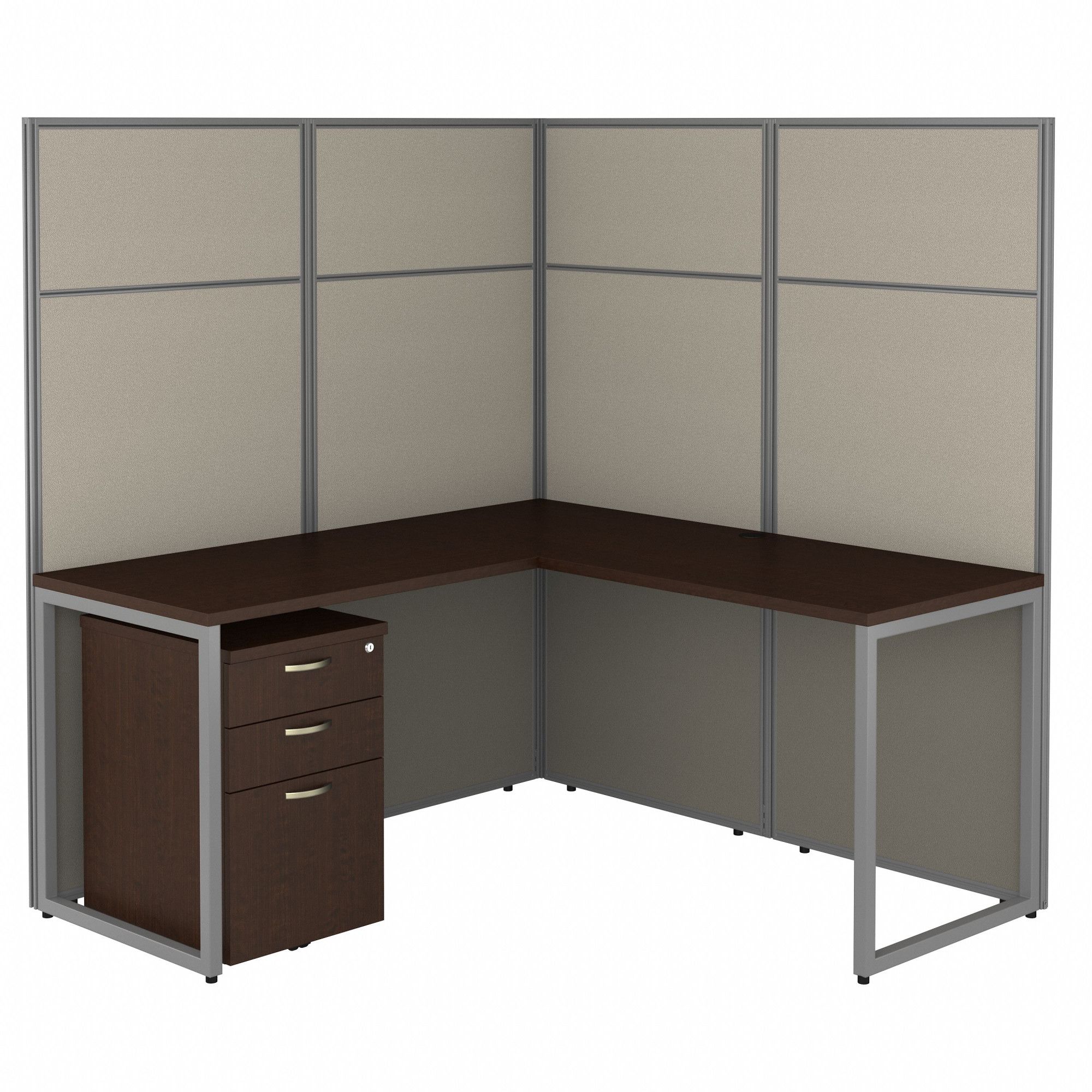 Modular Cubicle Workstation: 66 in Overall Ht, 60 in Overall Wd, Cherry