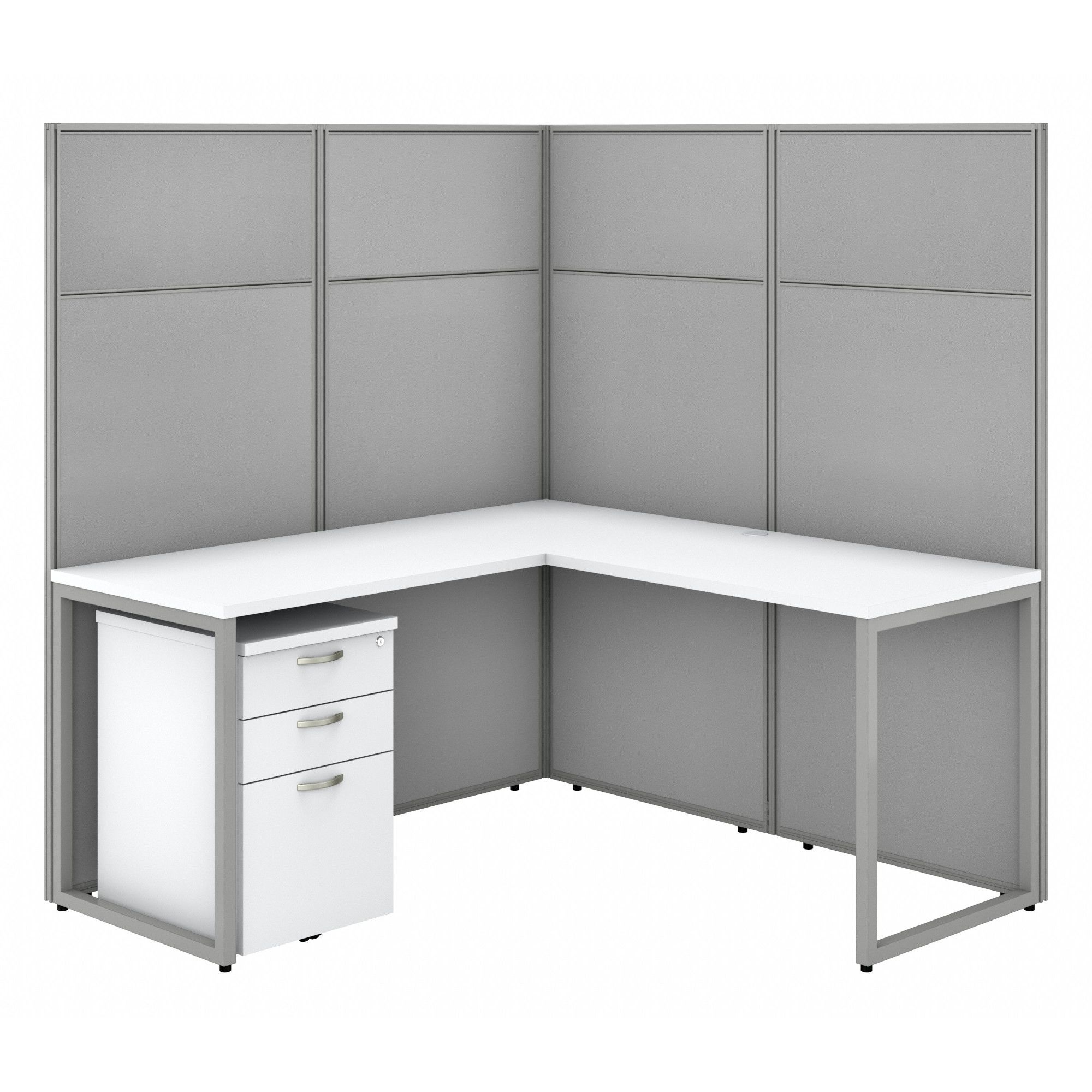 Modular Cubicle Workstation: 66 in Overall Ht, 60 in Overall Wd, White