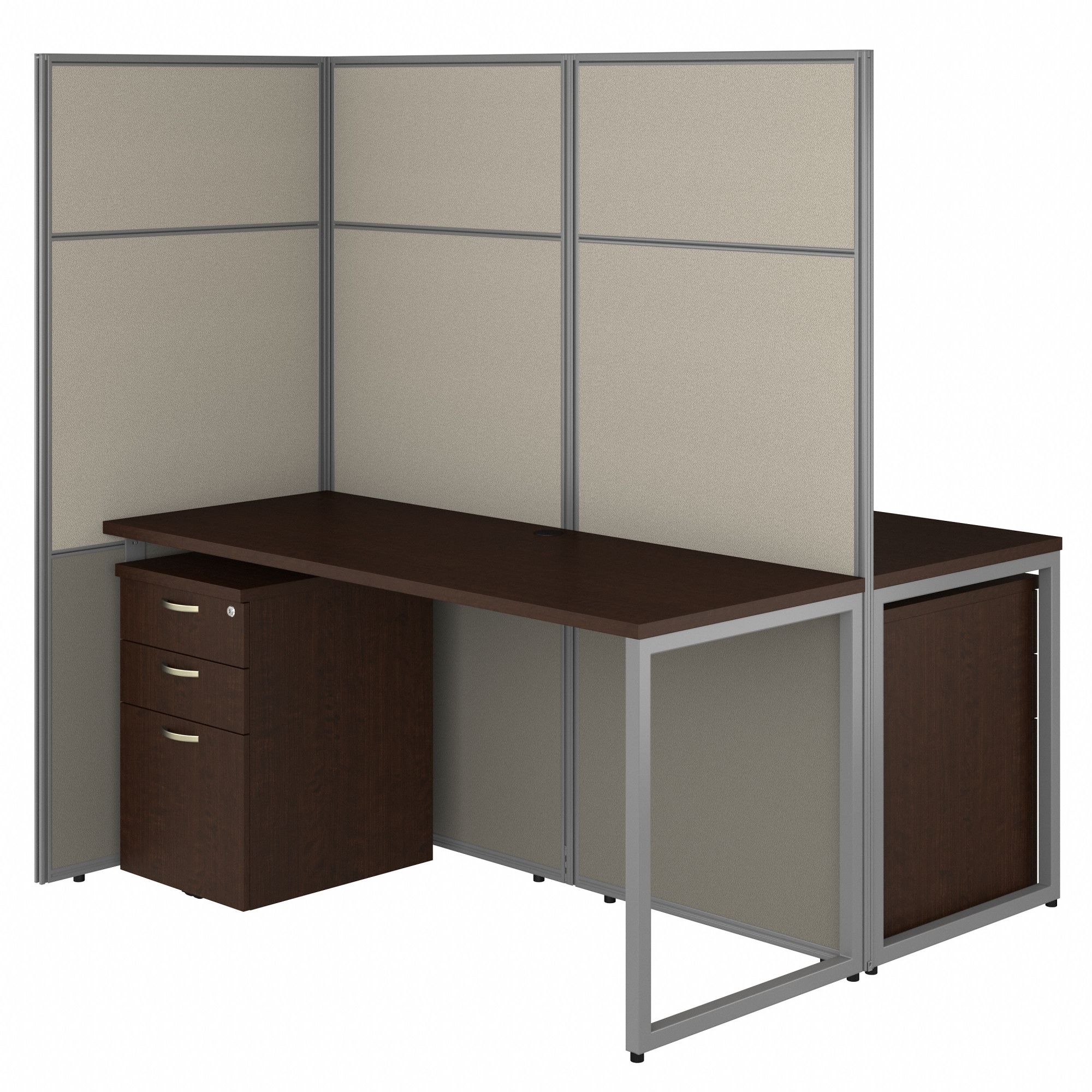 Modular Cubicle Workstation: 66 in Overall Ht, 60 in Overall Wd, Cherry