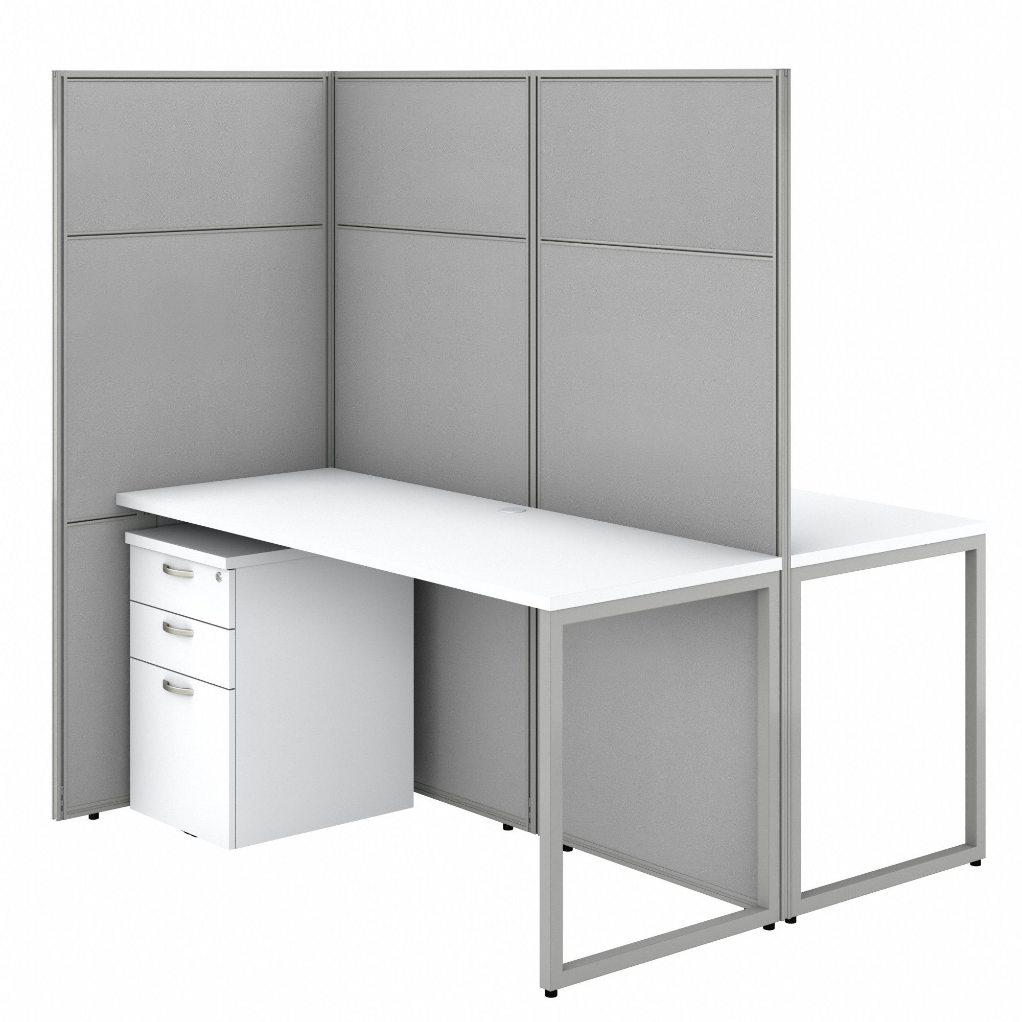 Modular Cubicle Workstation: 66 in Overall Ht, 60 in Overall Wd, White