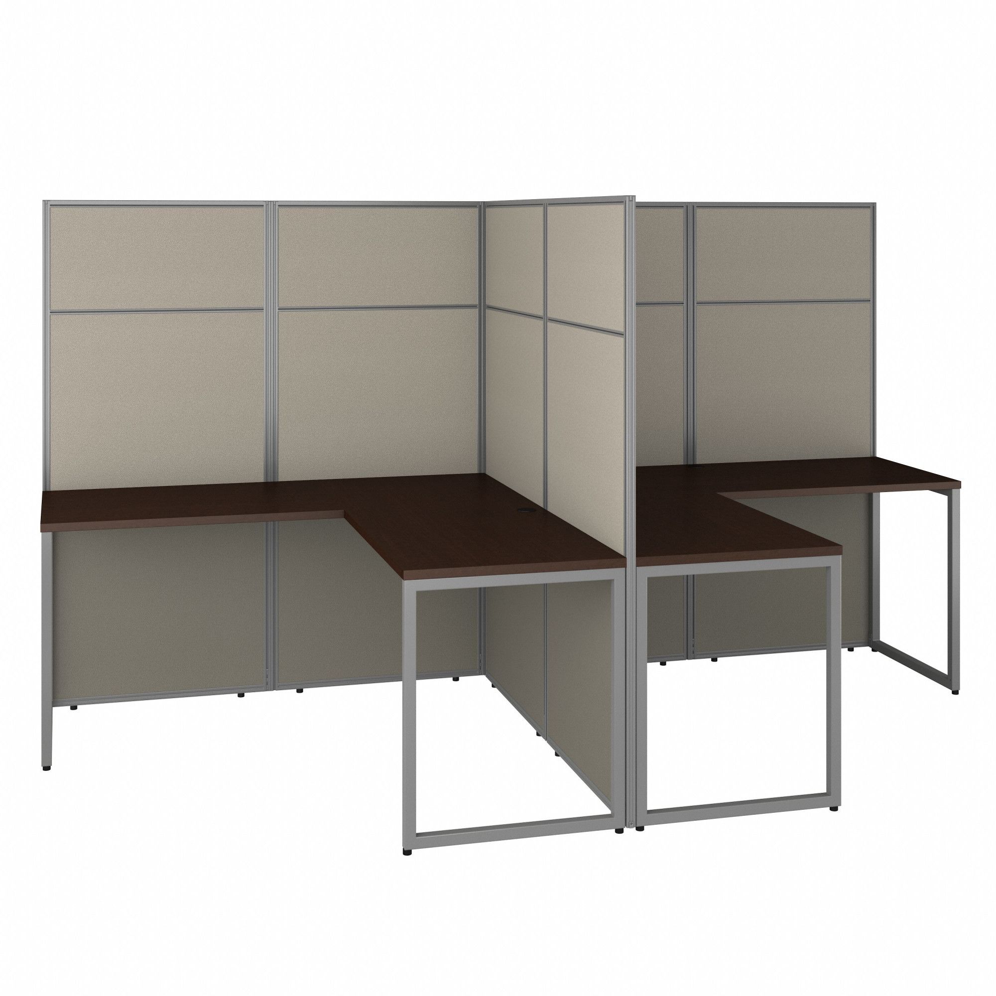 Modular Cubicle Workstation: 66 in Overall Ht, 60 in Overall Wd, Cherry