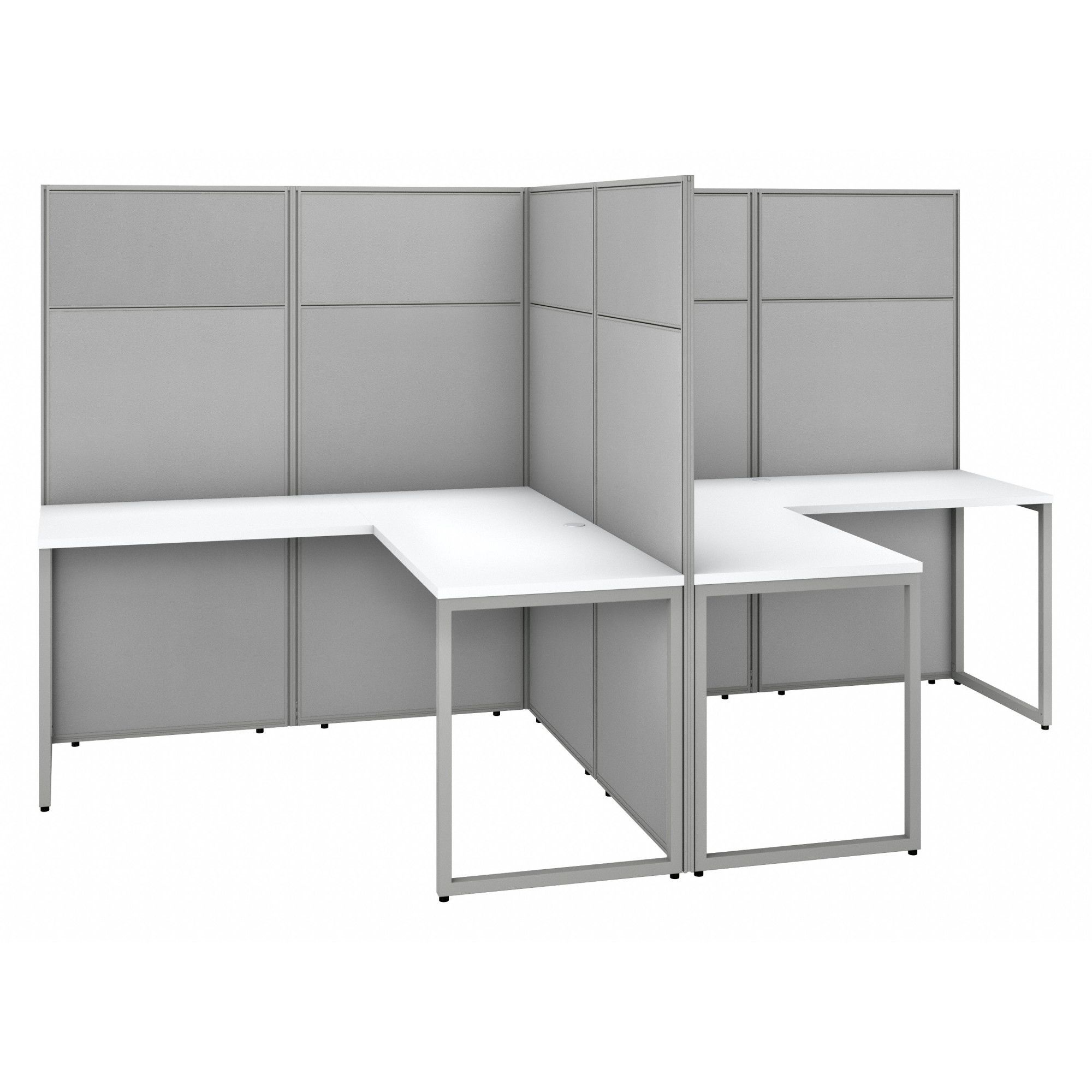 Modular Cubicle Workstation: 66 in Overall Ht, 60 in Overall Wd, White